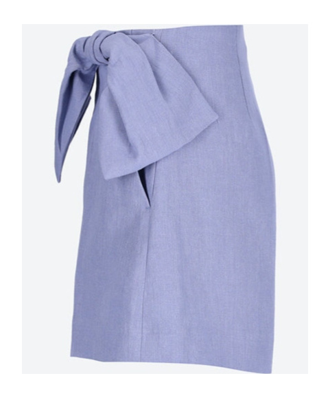 Shop Chloé Bow Detailed High-rise Shorts In Blue