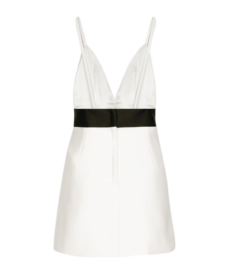 Dolce & Gabbana Woolen Dress With Satin Belt And Straps In Neutral