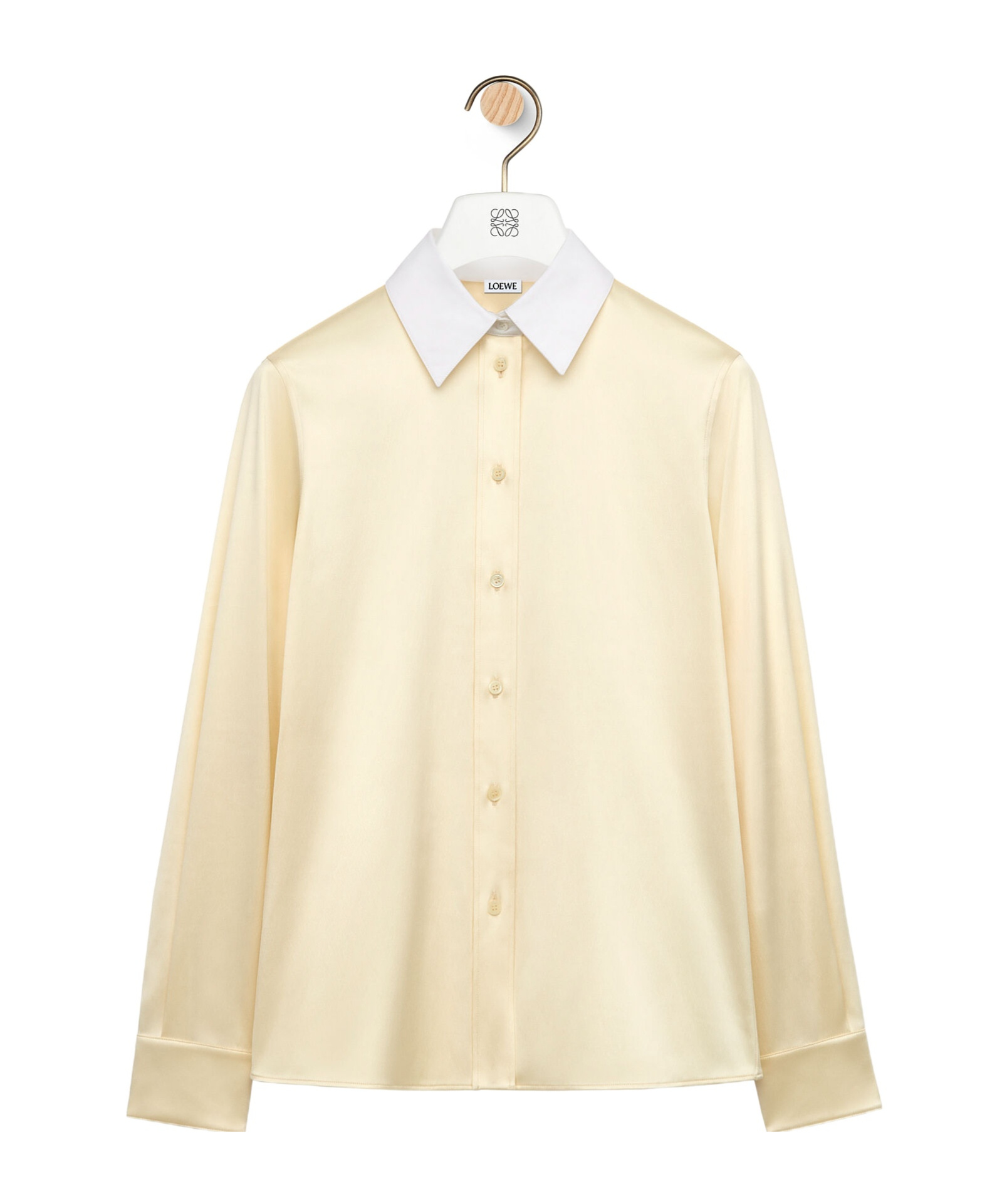 Loewe Long-sleeved Satin Shirt In Nude