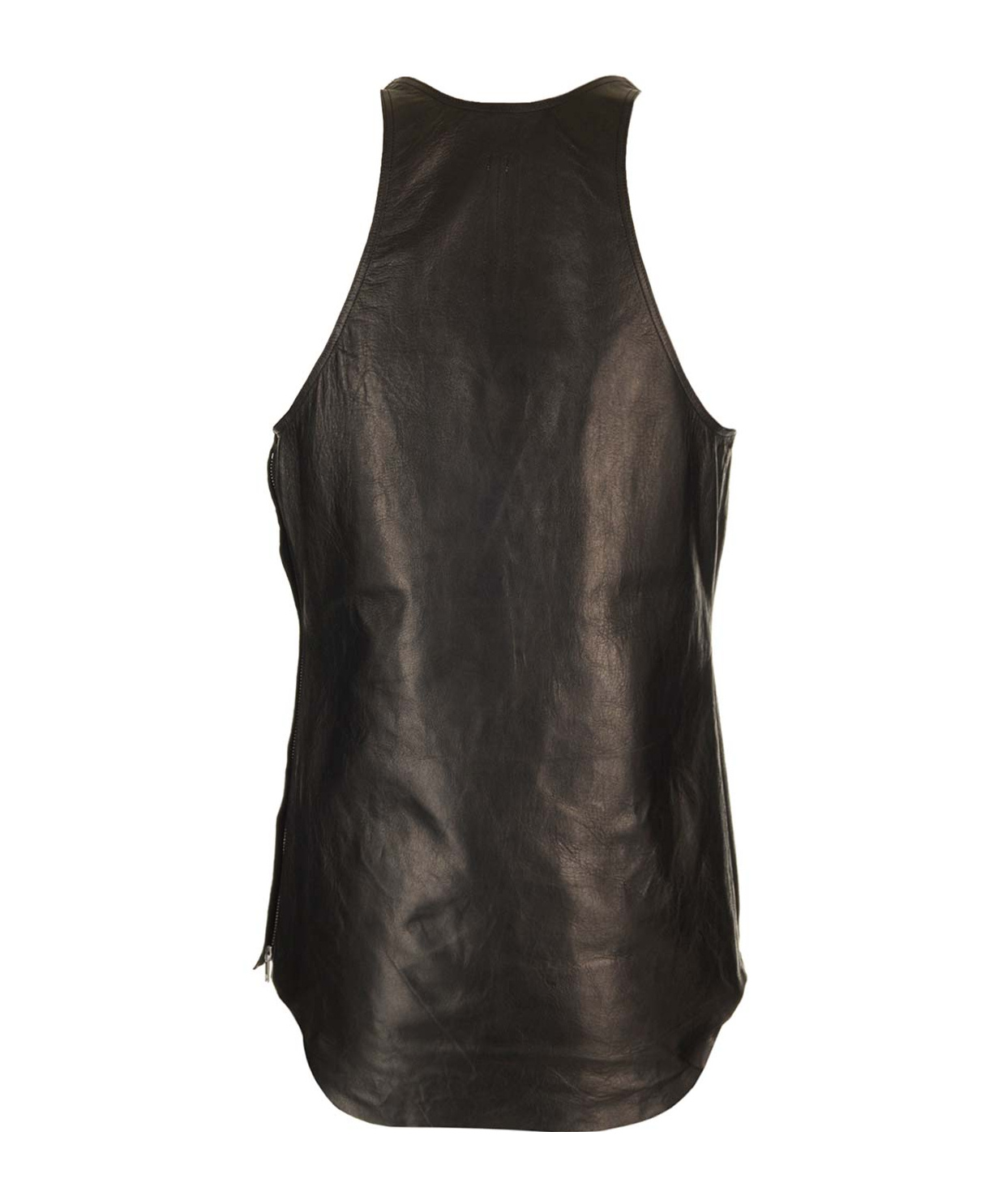 Rick Owens Scoop-neck Leather Tank Top In Black