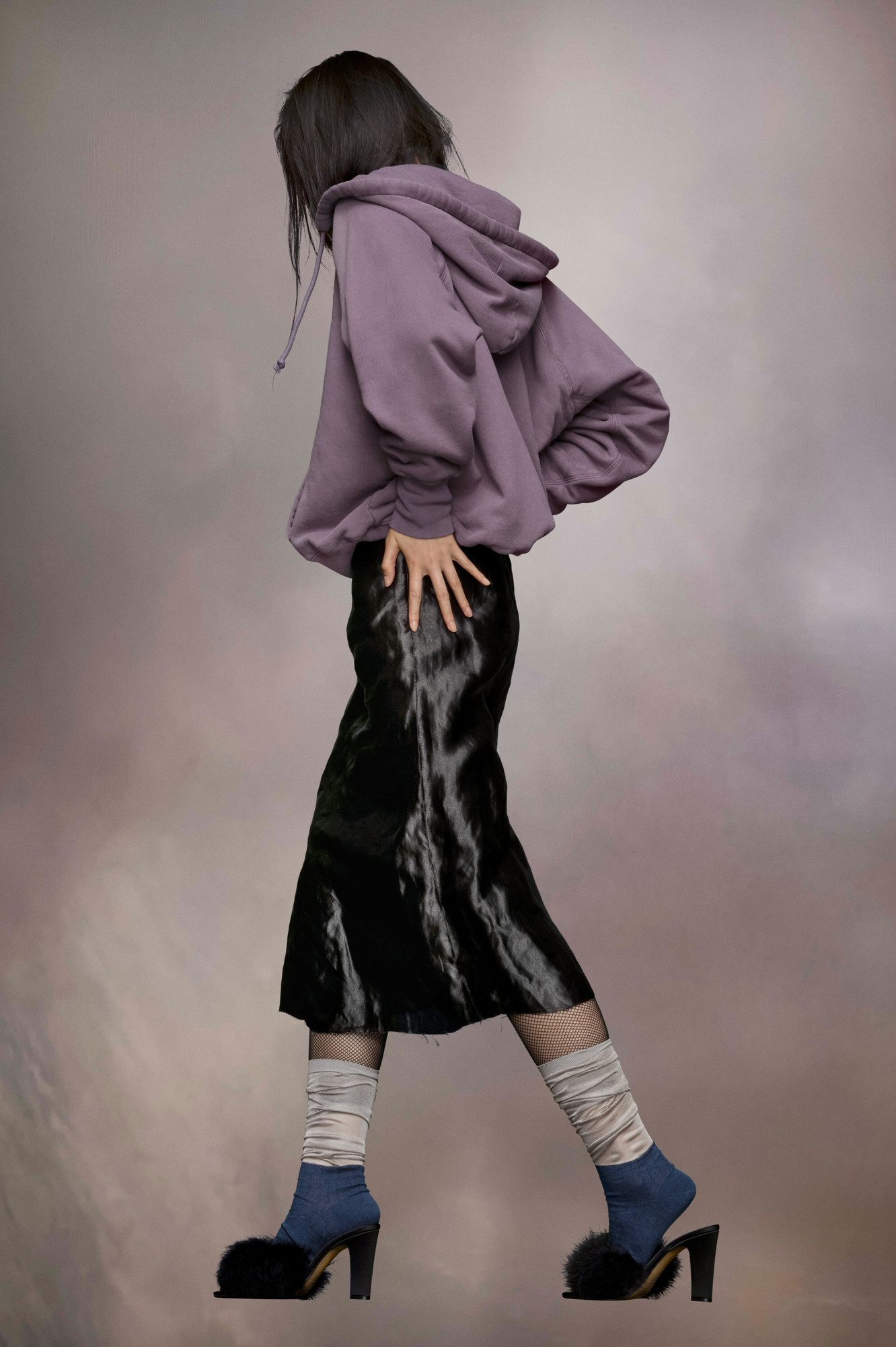 Maison Margiela Reverse-logo Cotton Hoodie In Purple