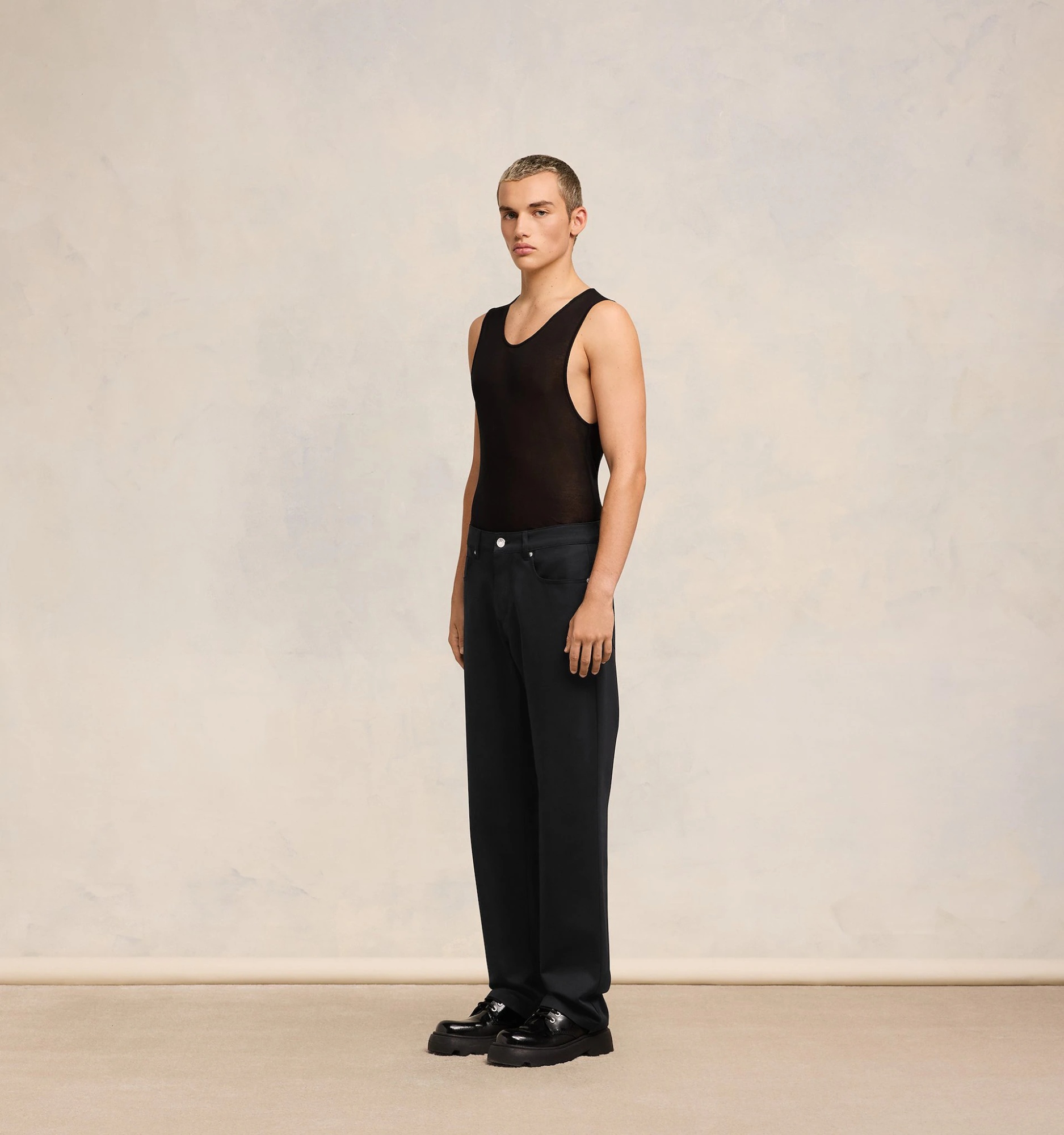 Shop Ami Alexandre Mattiussi Ami Logo Patch Straight Leg Trousers In Black