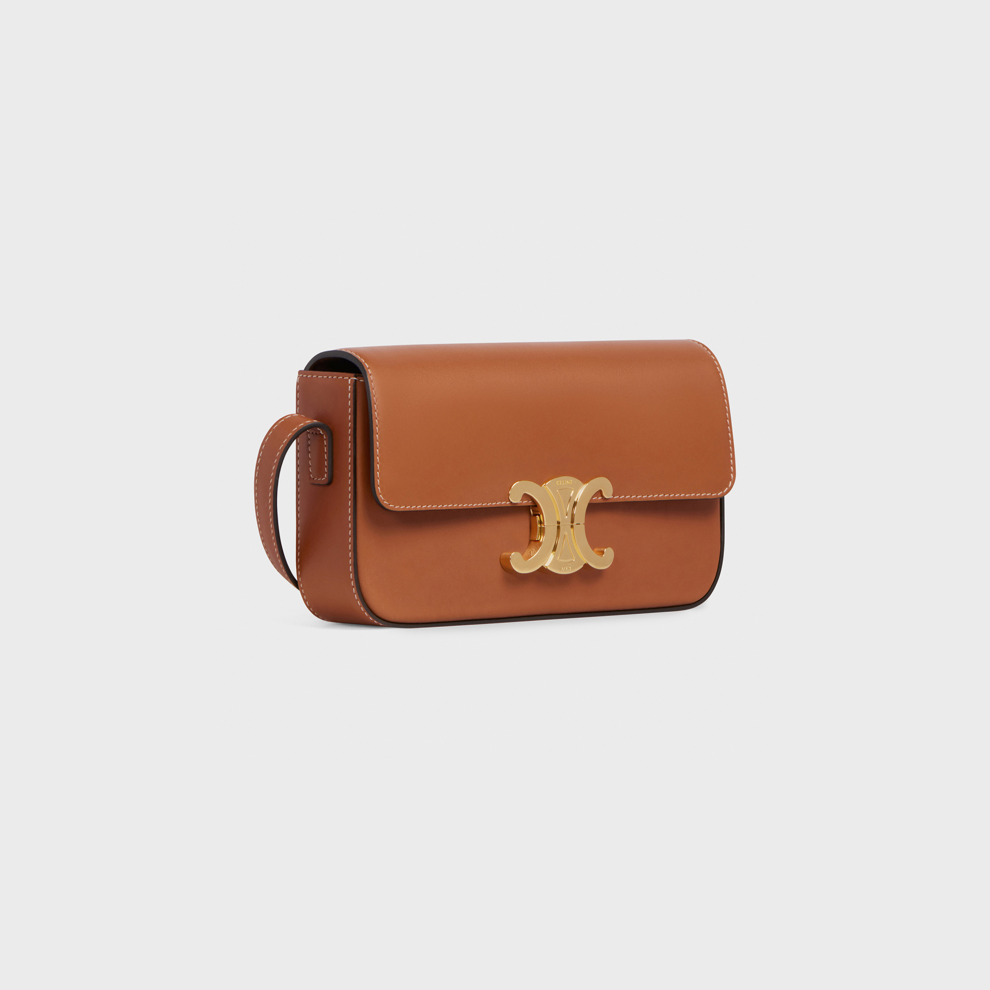 Celine Shoulder Bag Triomph Claude In Natural Calfskin In Brown