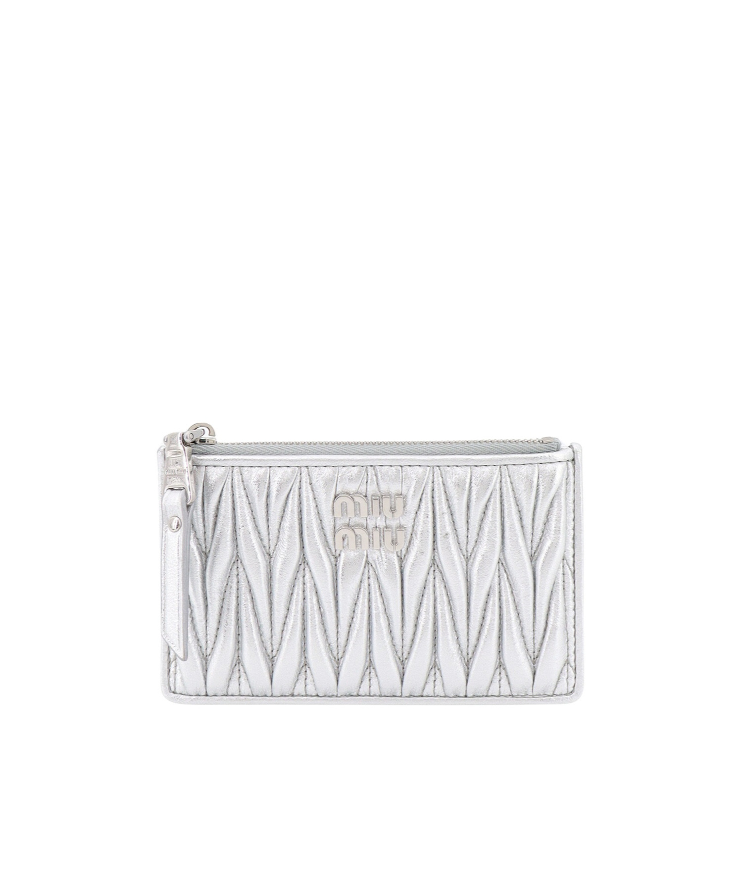 Miu Miu Logo-plaque Matelassé Wallet In White