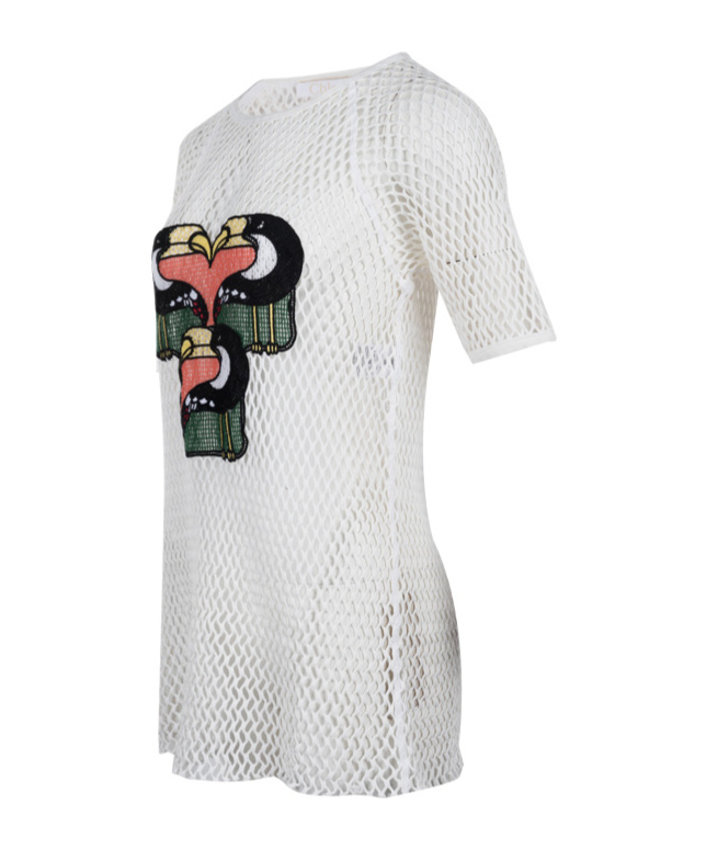 Chloé Hollow Pattern T-shirt In White