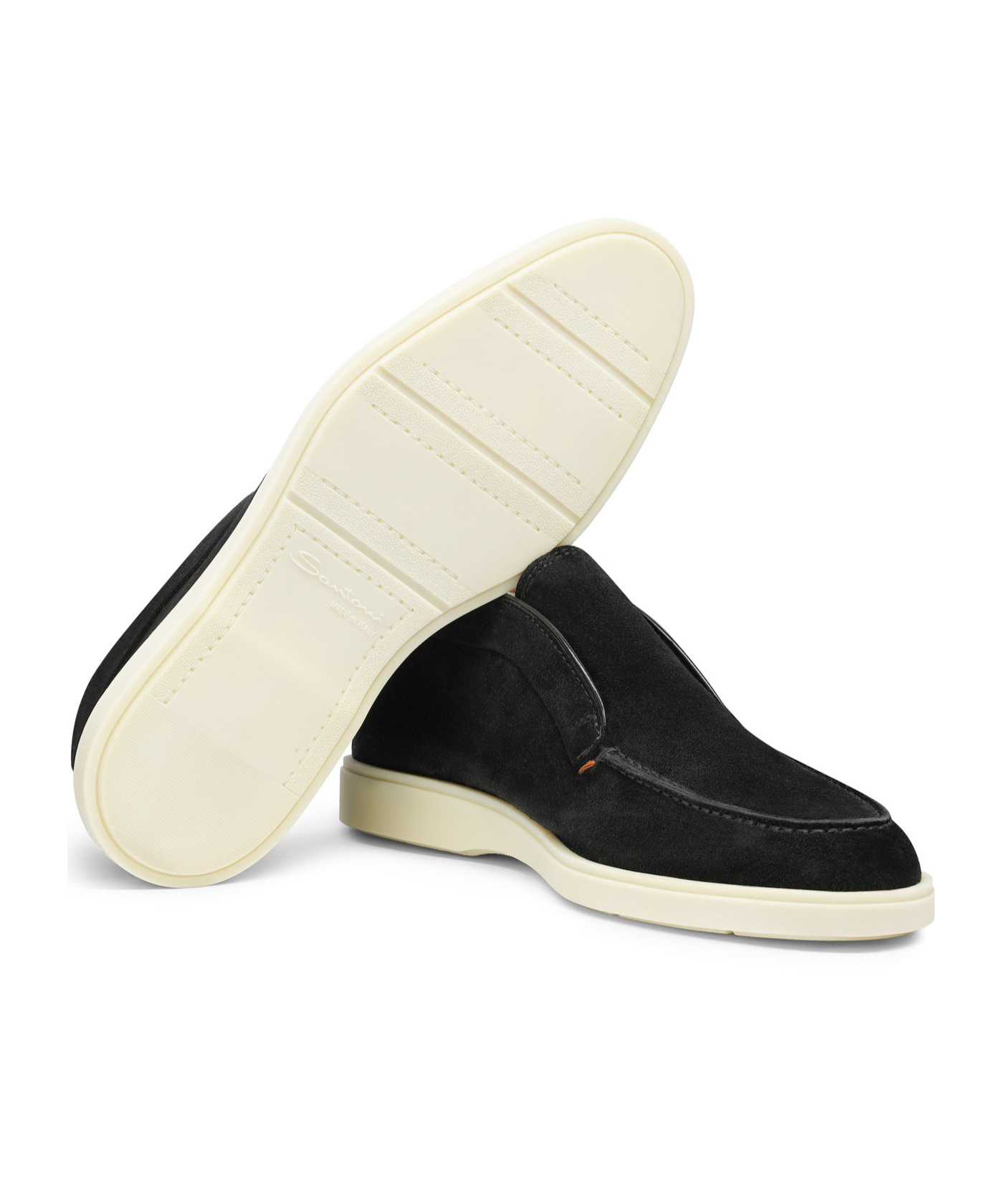 Santoni Midnight Blue Suede Digits Ankle Boots In Black