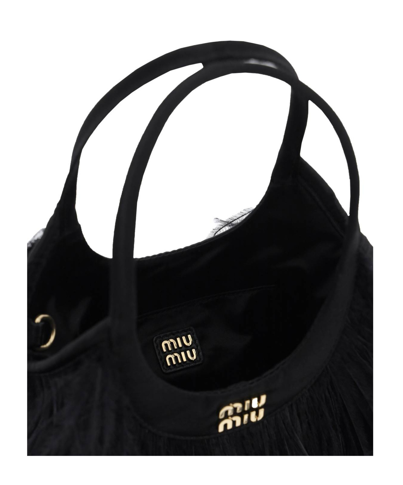 Miu Miu Women's Embellished Satin Handbag In Black