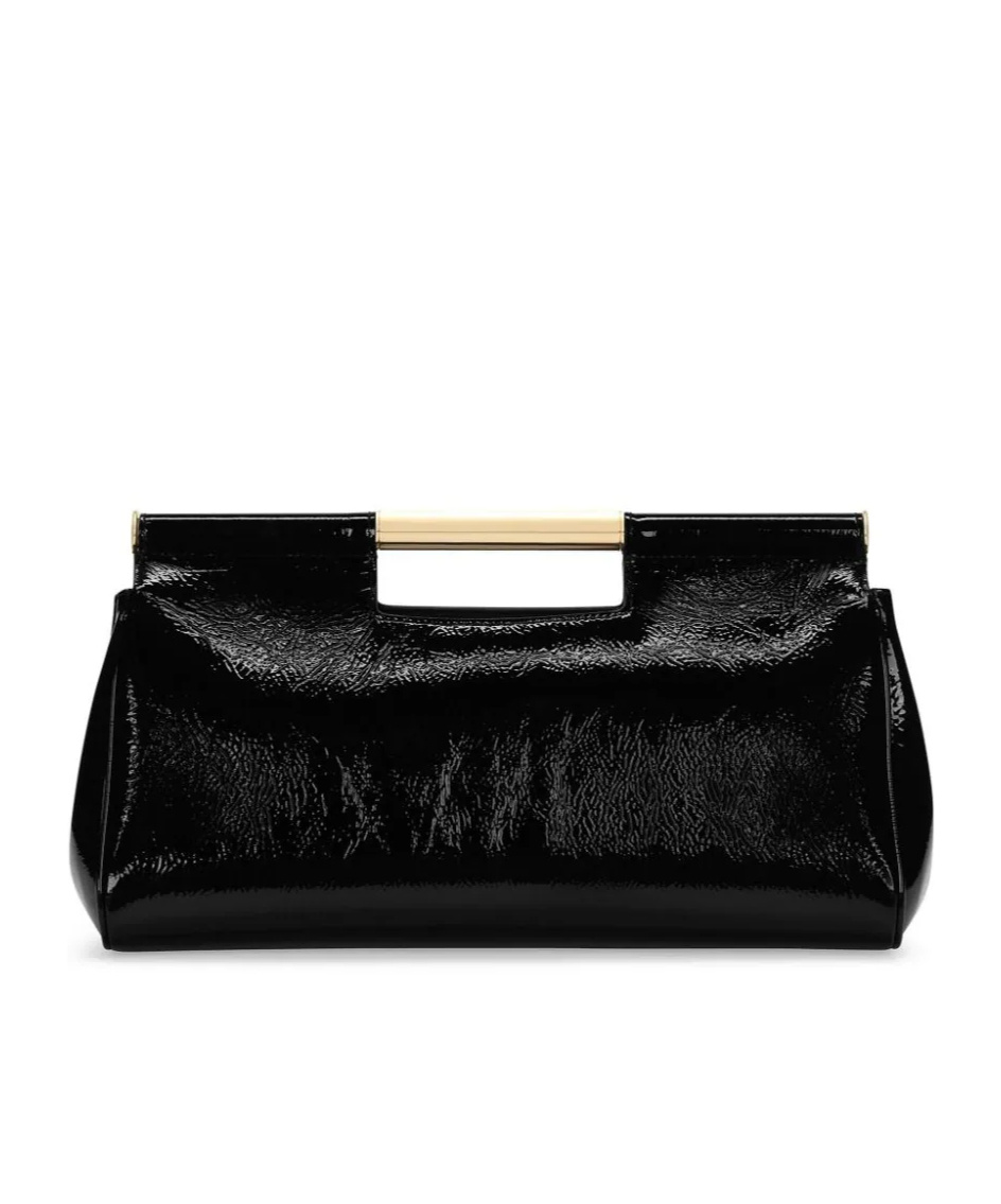 Dolce & Gabbana Patent-leather Clutch Bag In Black