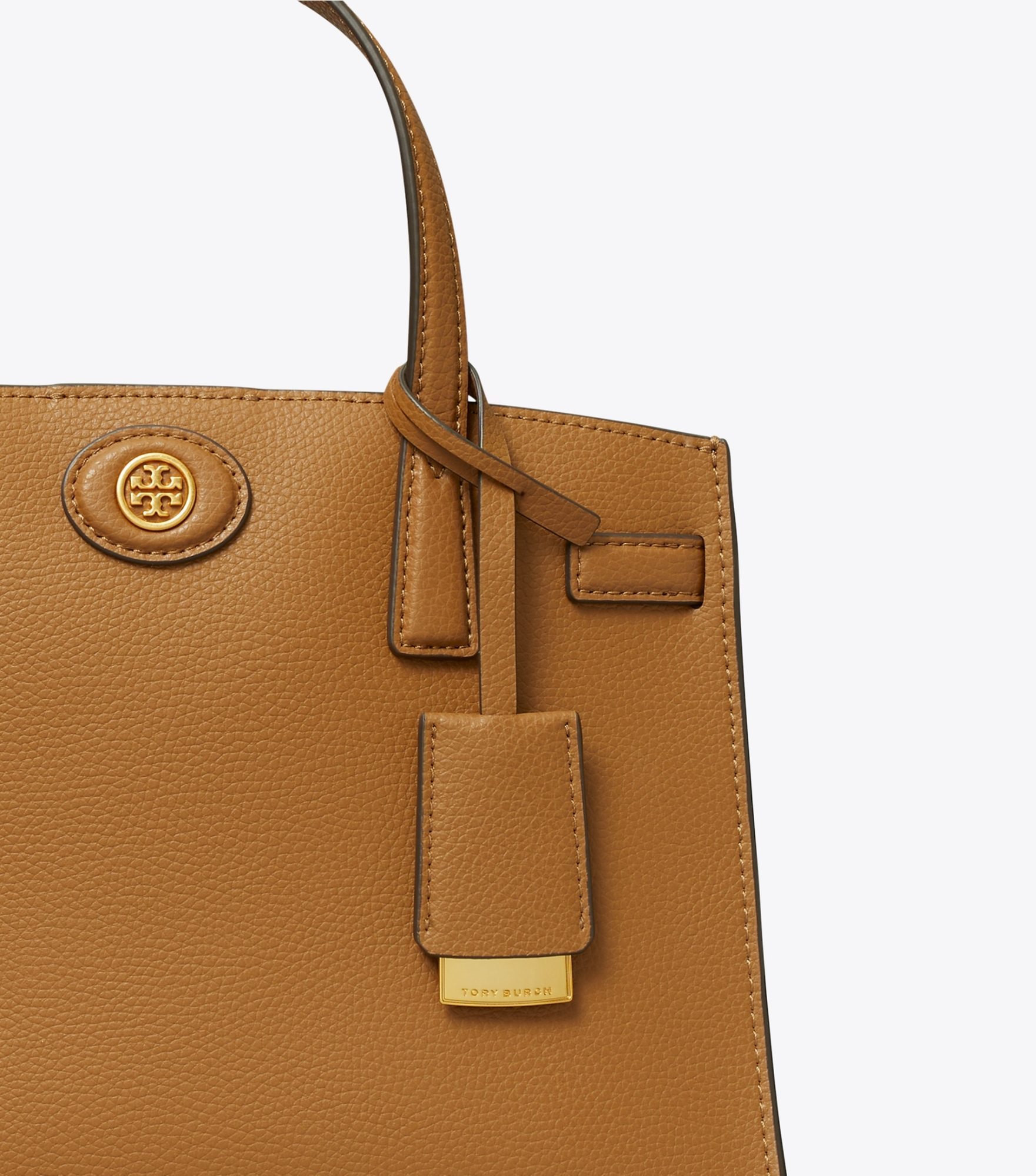 Tory Burch Small Robinson Pebbled Satchel Bag In Brown
