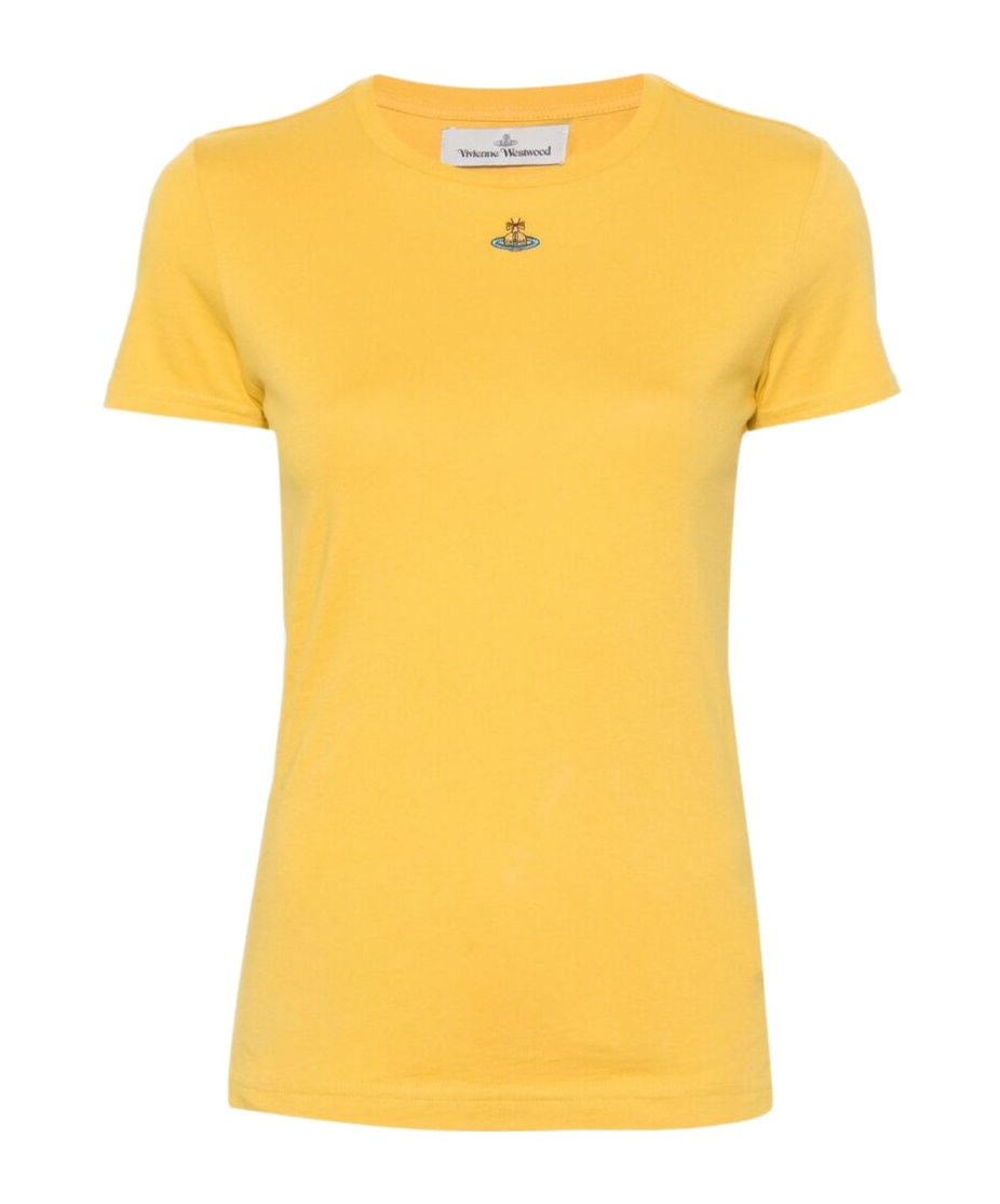 Vivienne Westwood Orb-embroidered Cotton T-shirt In Yellow