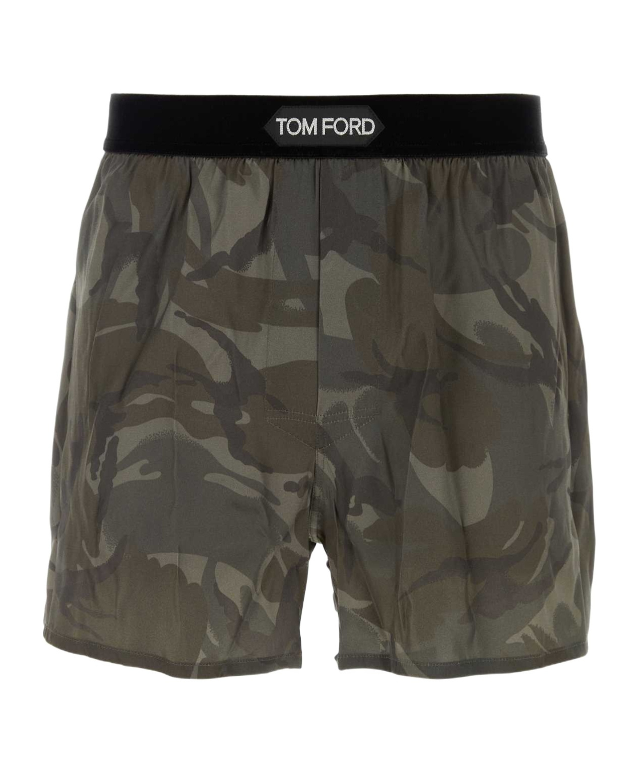 Tom Ford Logo Patch Printed Boxers In Green