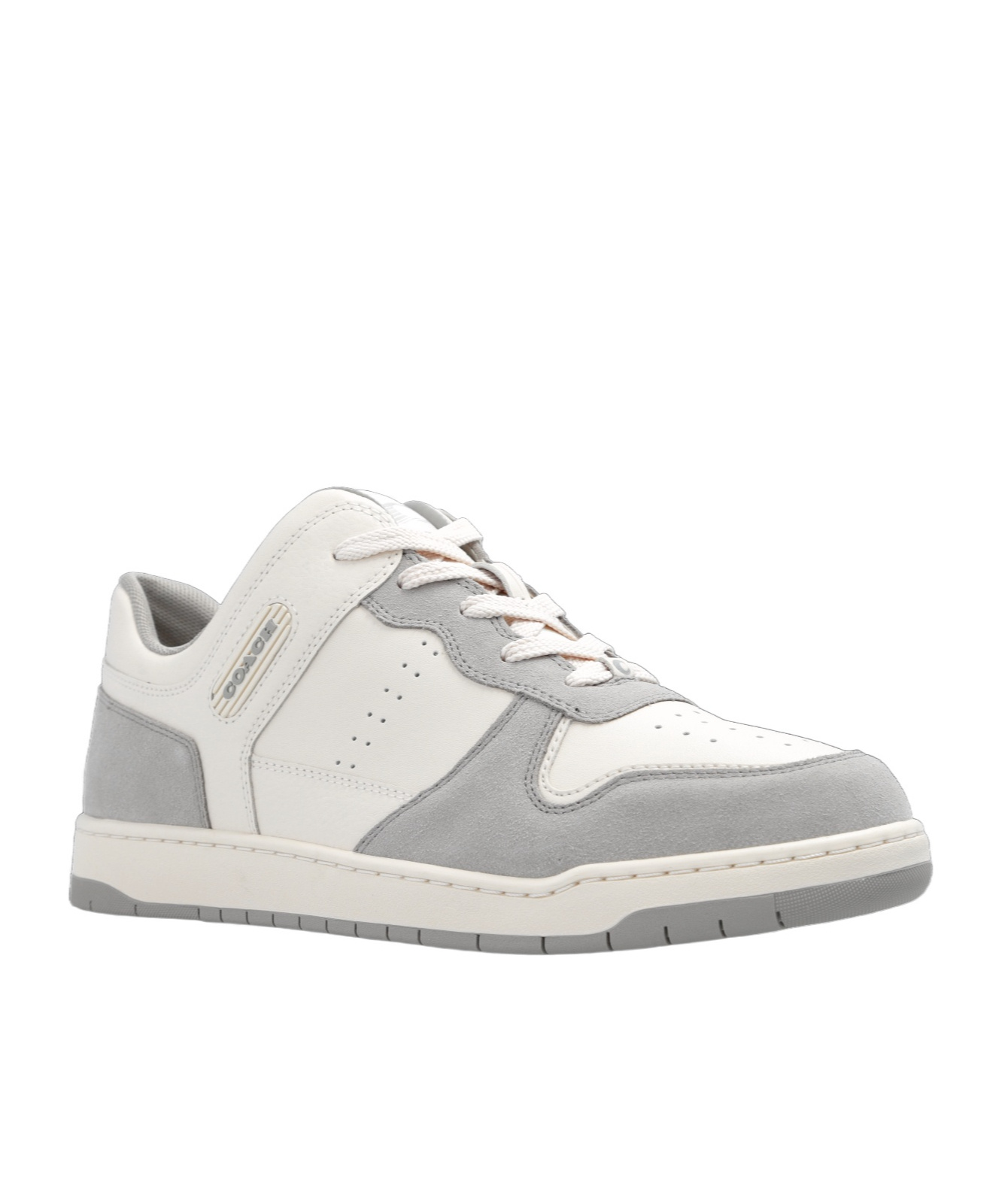 Coach Panelled Suede Leather Trainers In White