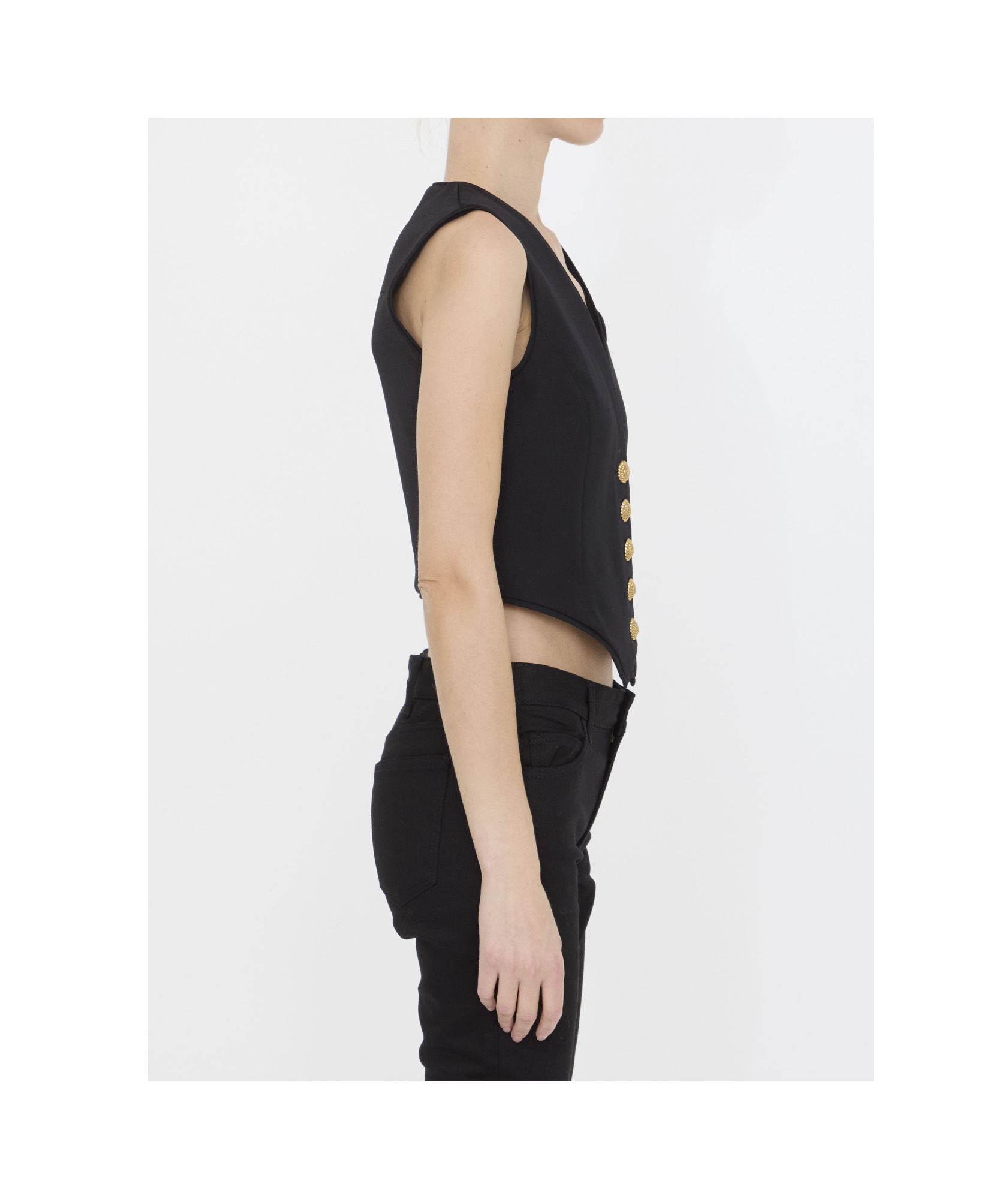 Shop Balmain Sleeveless Jacket With Buttons In Black