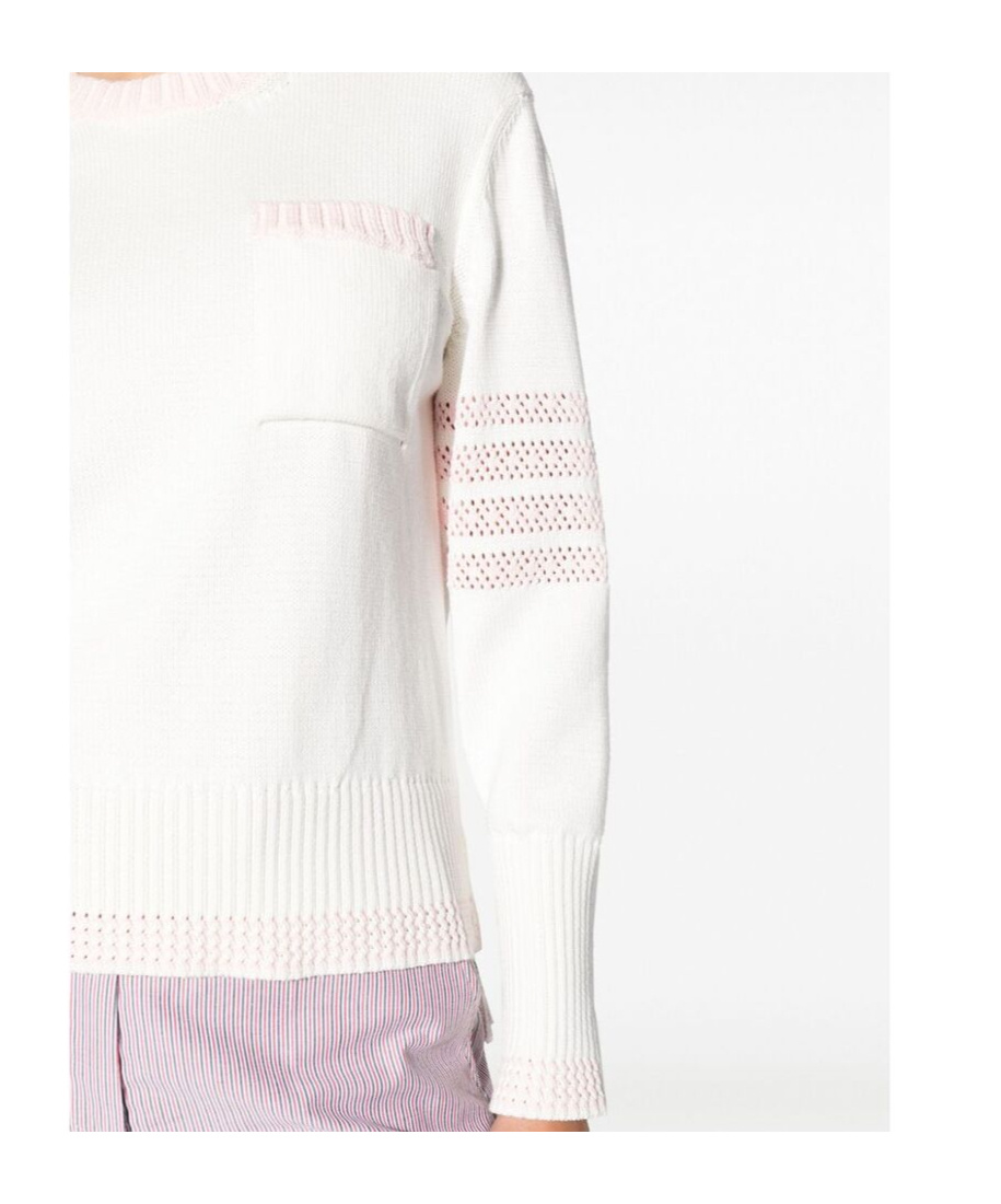 Thom Browne Pointelle-knit 4-bar Jumper In White