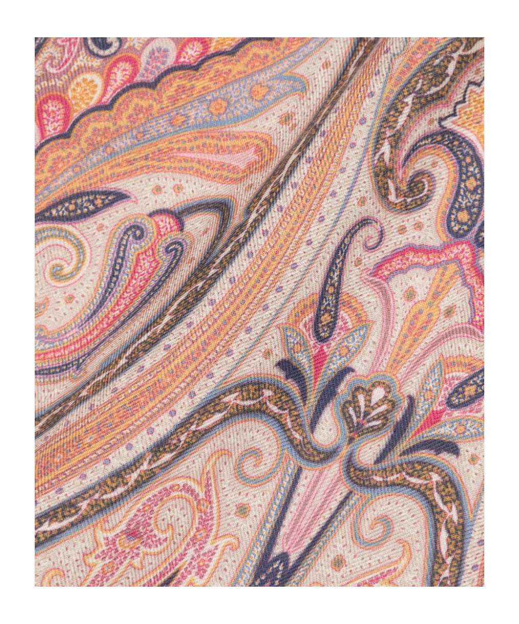 Etro Cashmere And Silk Blend Scarf Pink In Brown