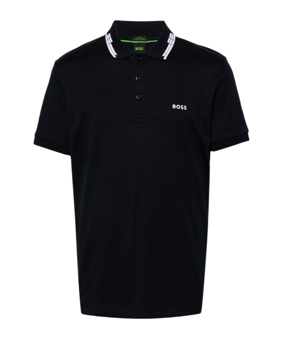 Hugo Boss Embroidered-logo Cotton Polo Shirt In Black