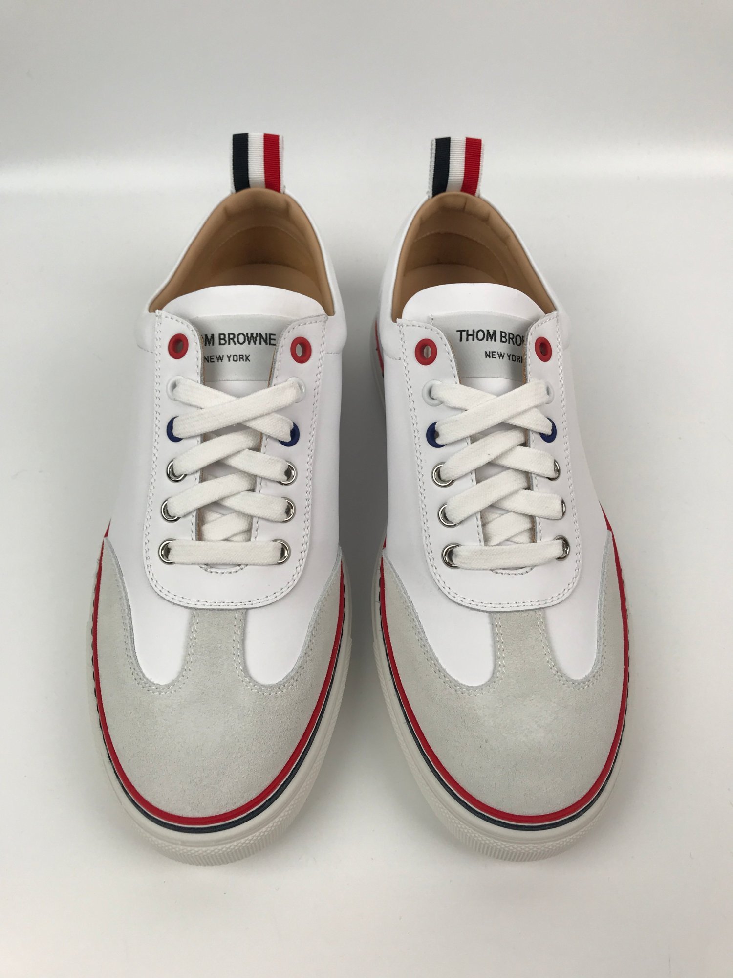 Thom Browne Low-top Leather Sneakers In White