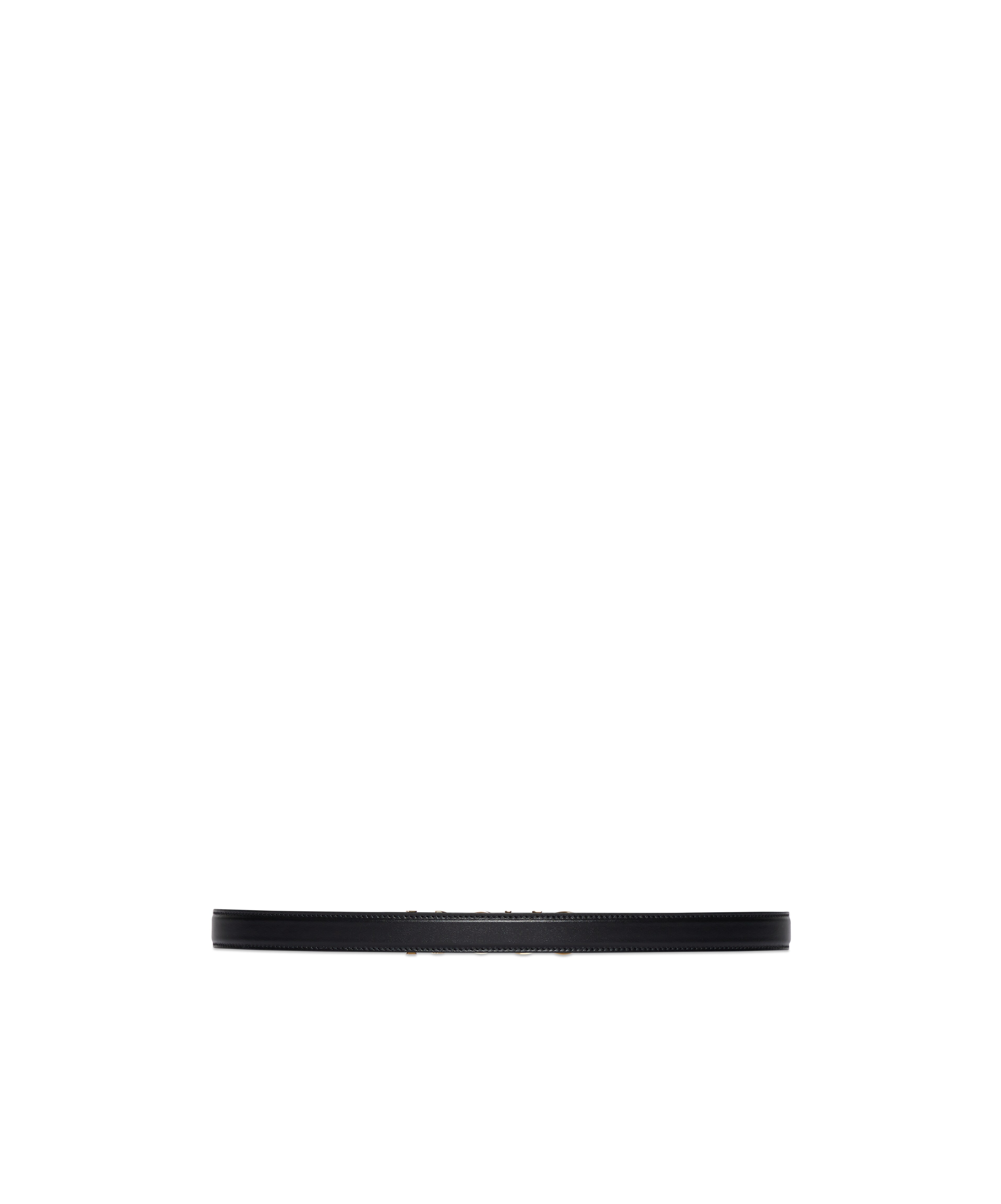Gucci Logo-plaque Thin Leather Belt In Black