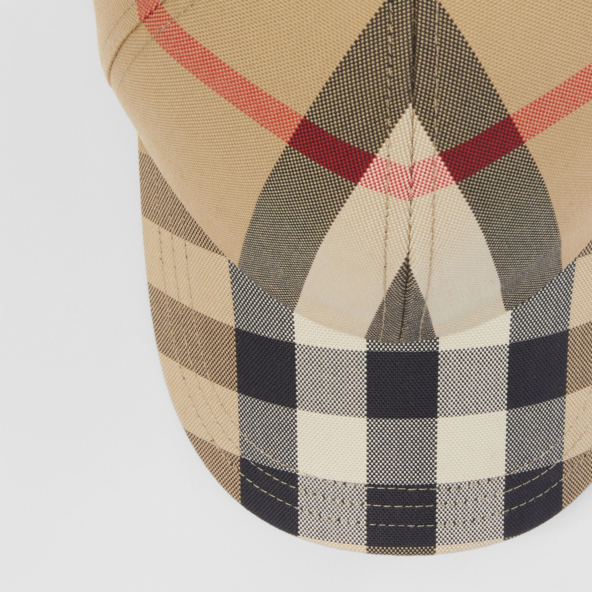 BURBERRY EMBROIDERED-LOGO CHECK COTTON BASEBALL CAP