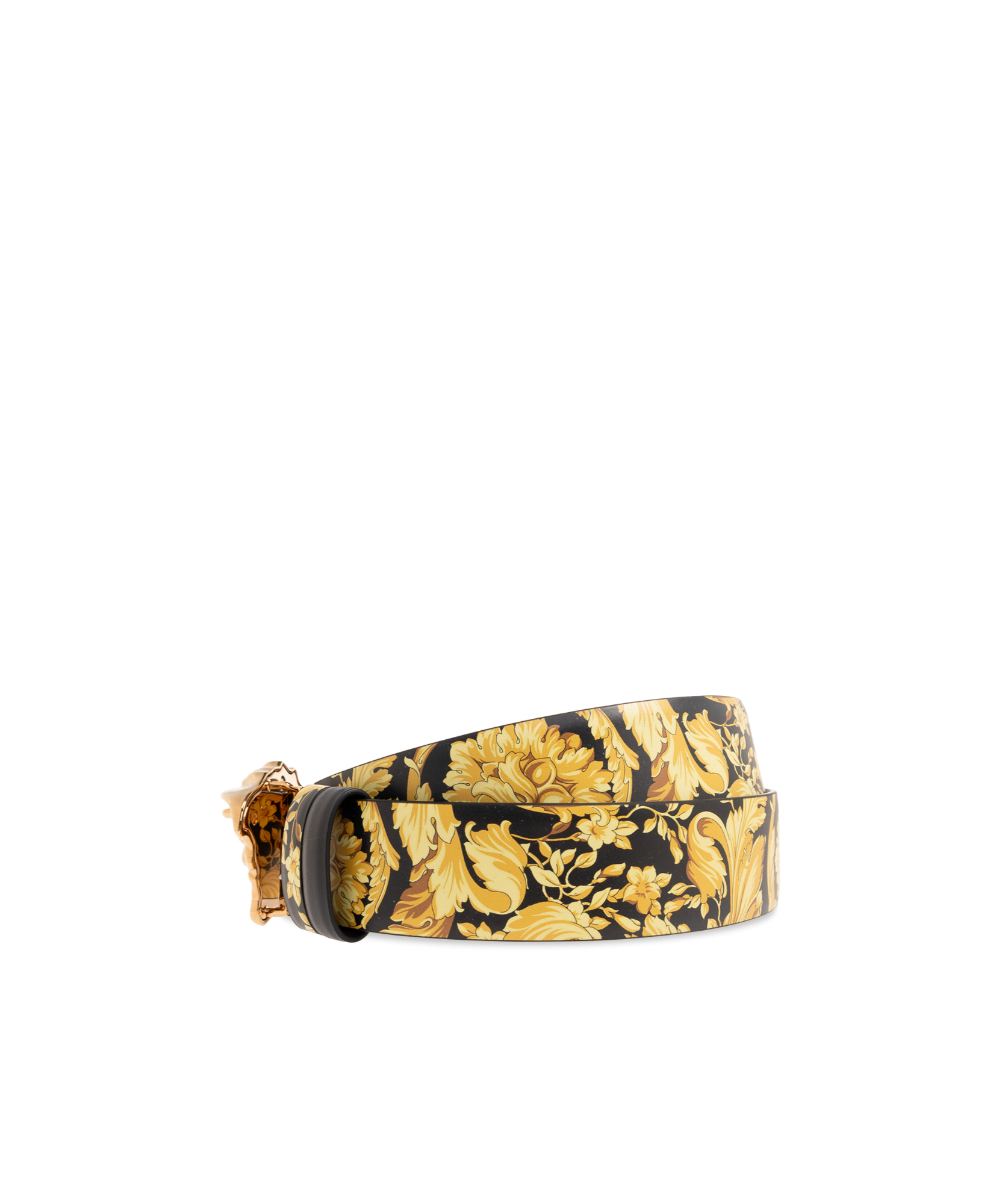 Versace La Medusa Barocco Printed Reversible Belt In Nude