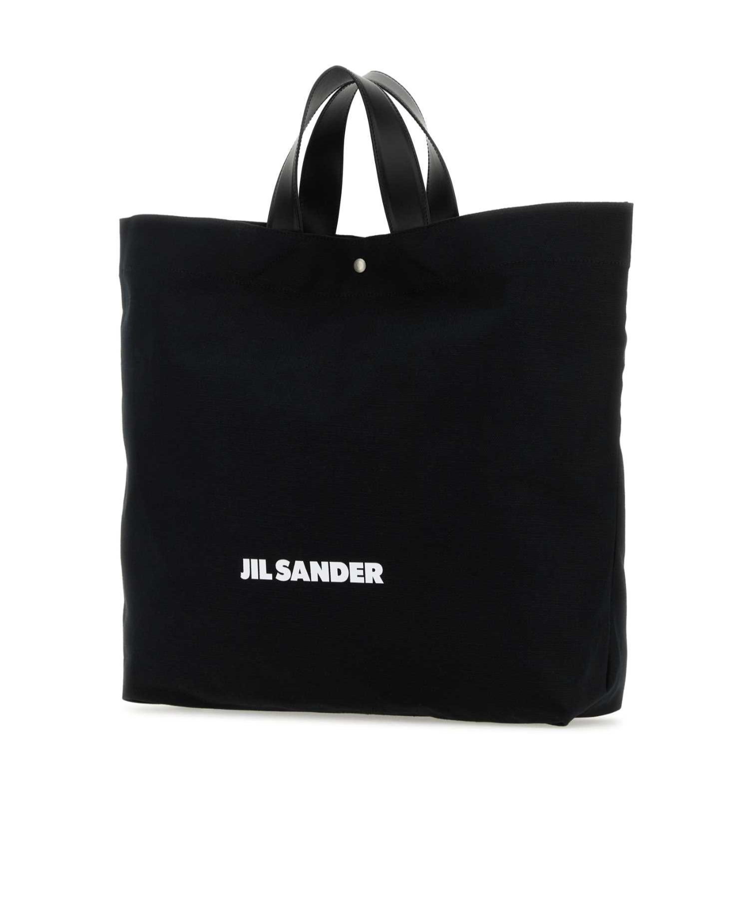 Jil Sander Black Canvas Shopping Bag In Black