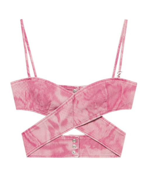 Blumarine Camouflage Printed Cross Blouse In Pink