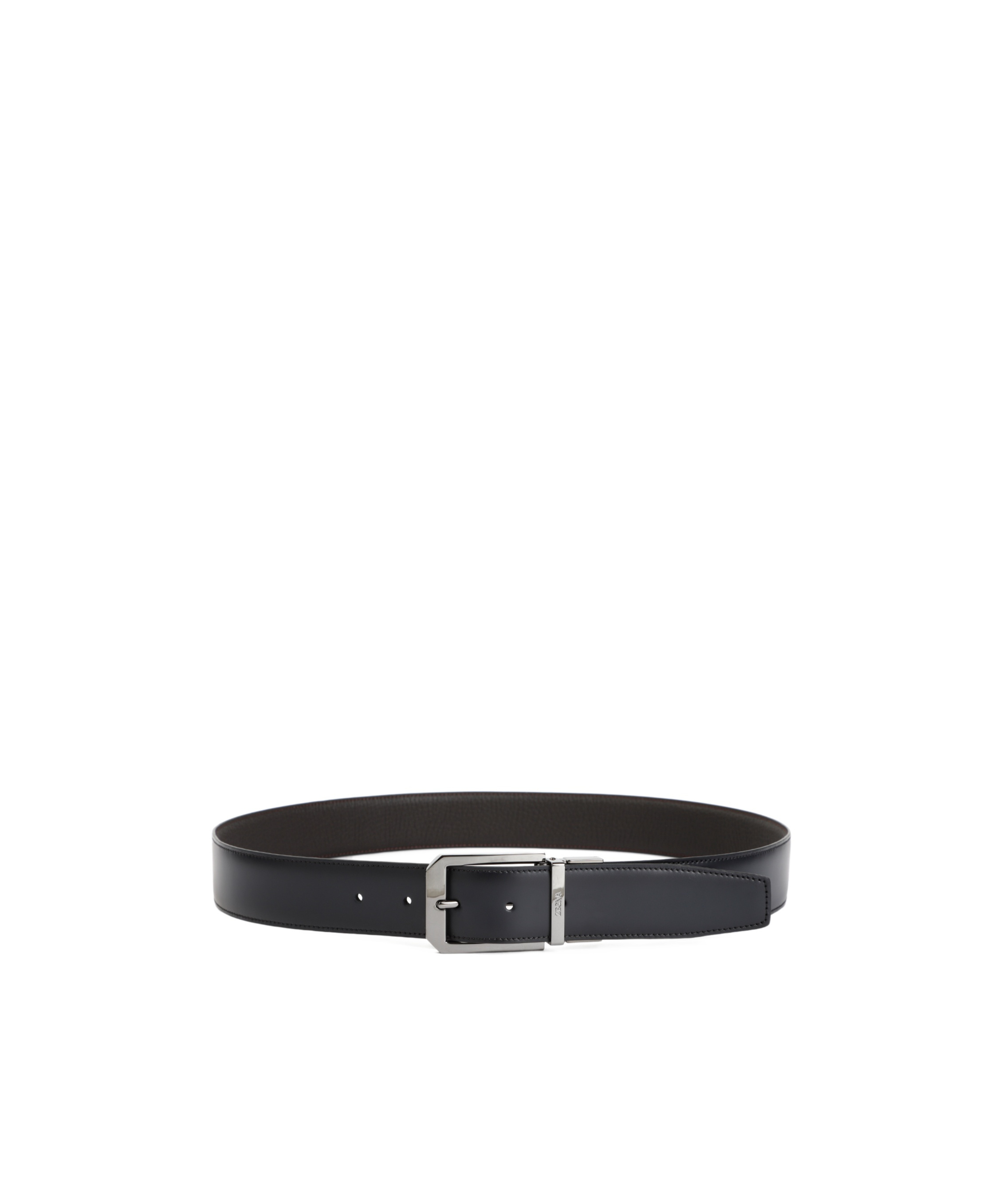 Zegna Leather Belt With Adjustable Length And Metal Buckle In Black