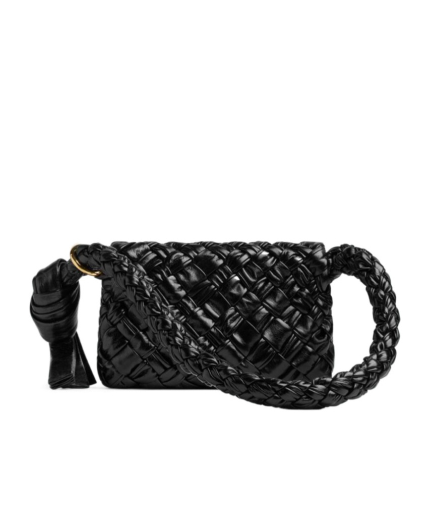 Bottega Veneta Black-m Brass Kalimero Tassel Leather Shoulder Bag In Black