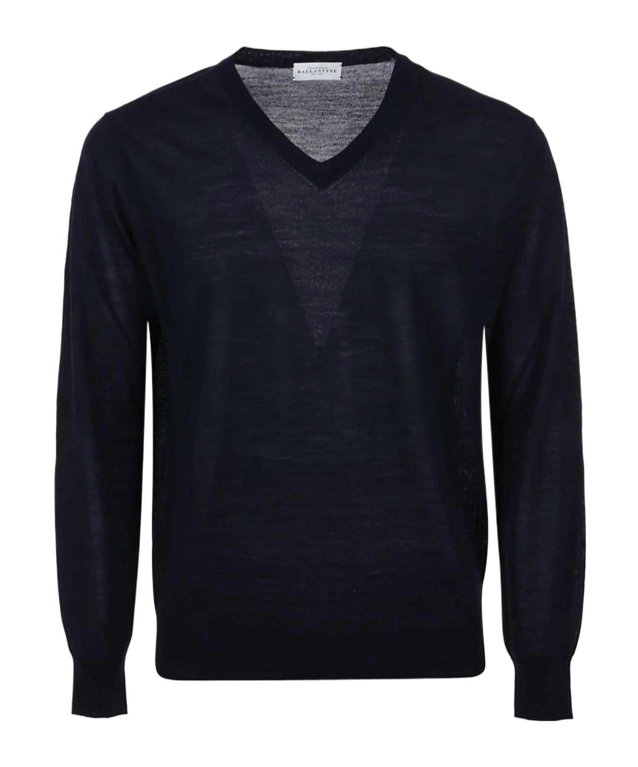 Ballantyne Cotton V Neck Knitted Pullover In Black