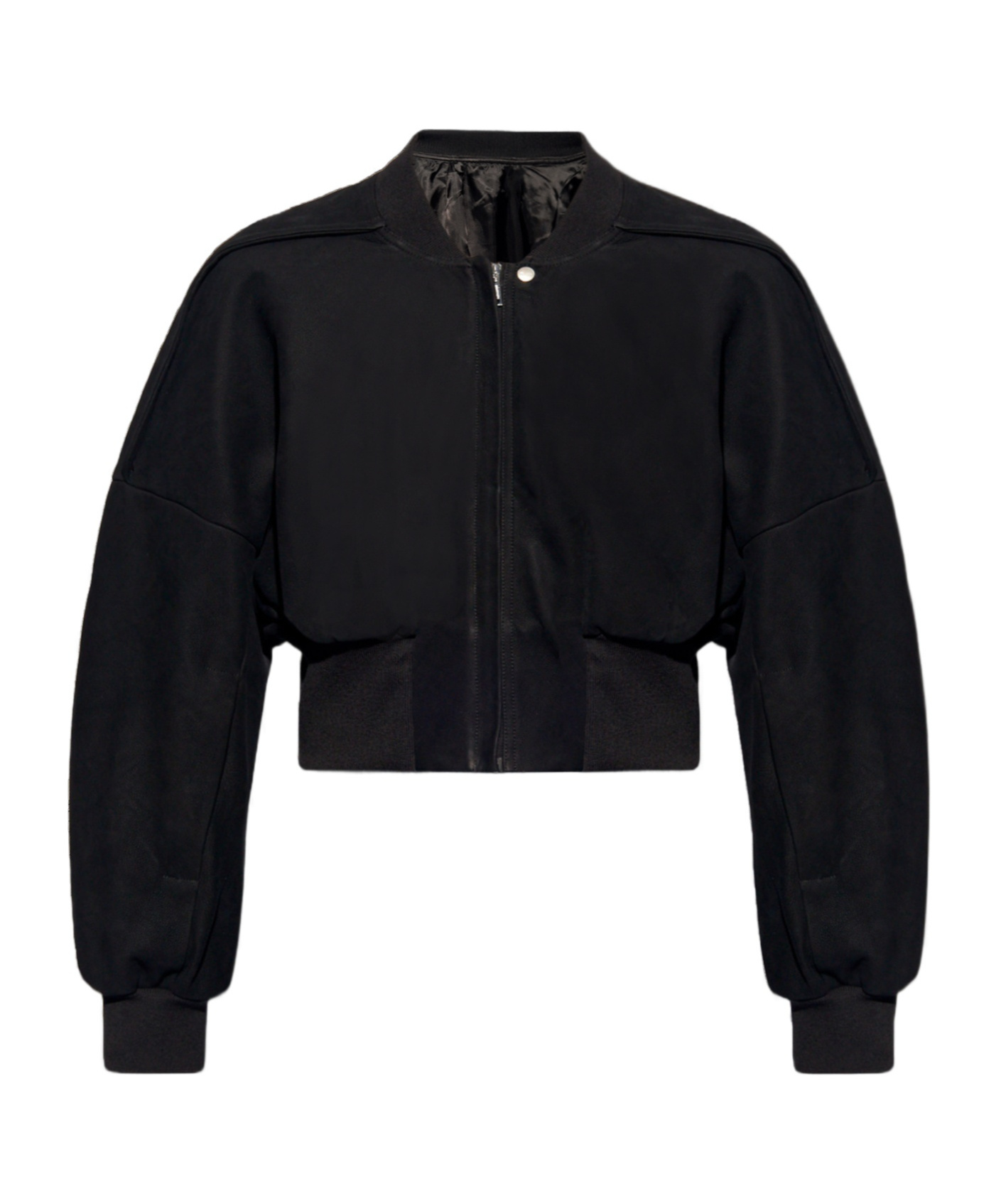 Rick Owens Flight Leather Cropped Jacket In Black