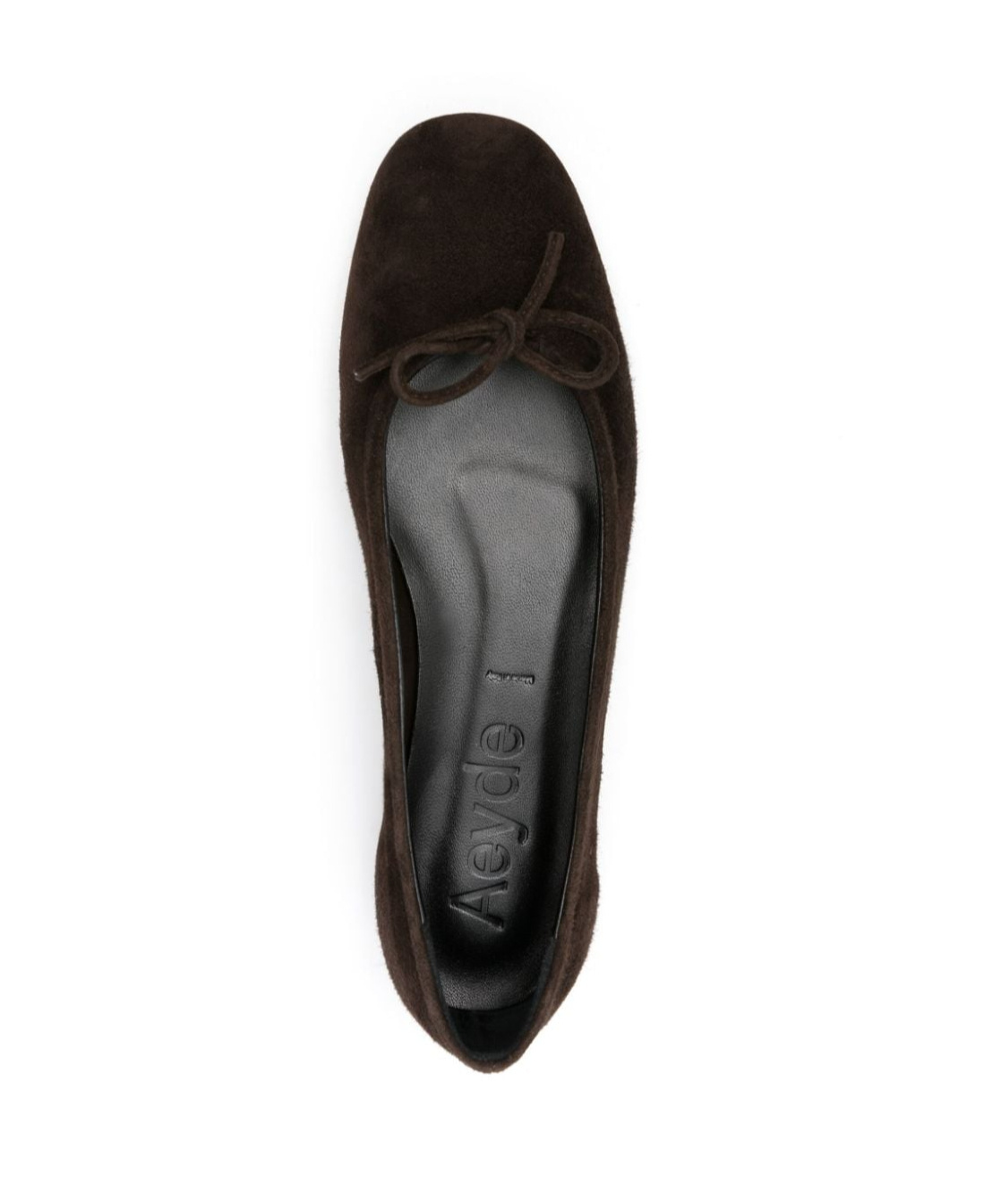 Aeyde Womens Dark Brown Delfina Bow-embellished Velvet Ballet Flats In Black