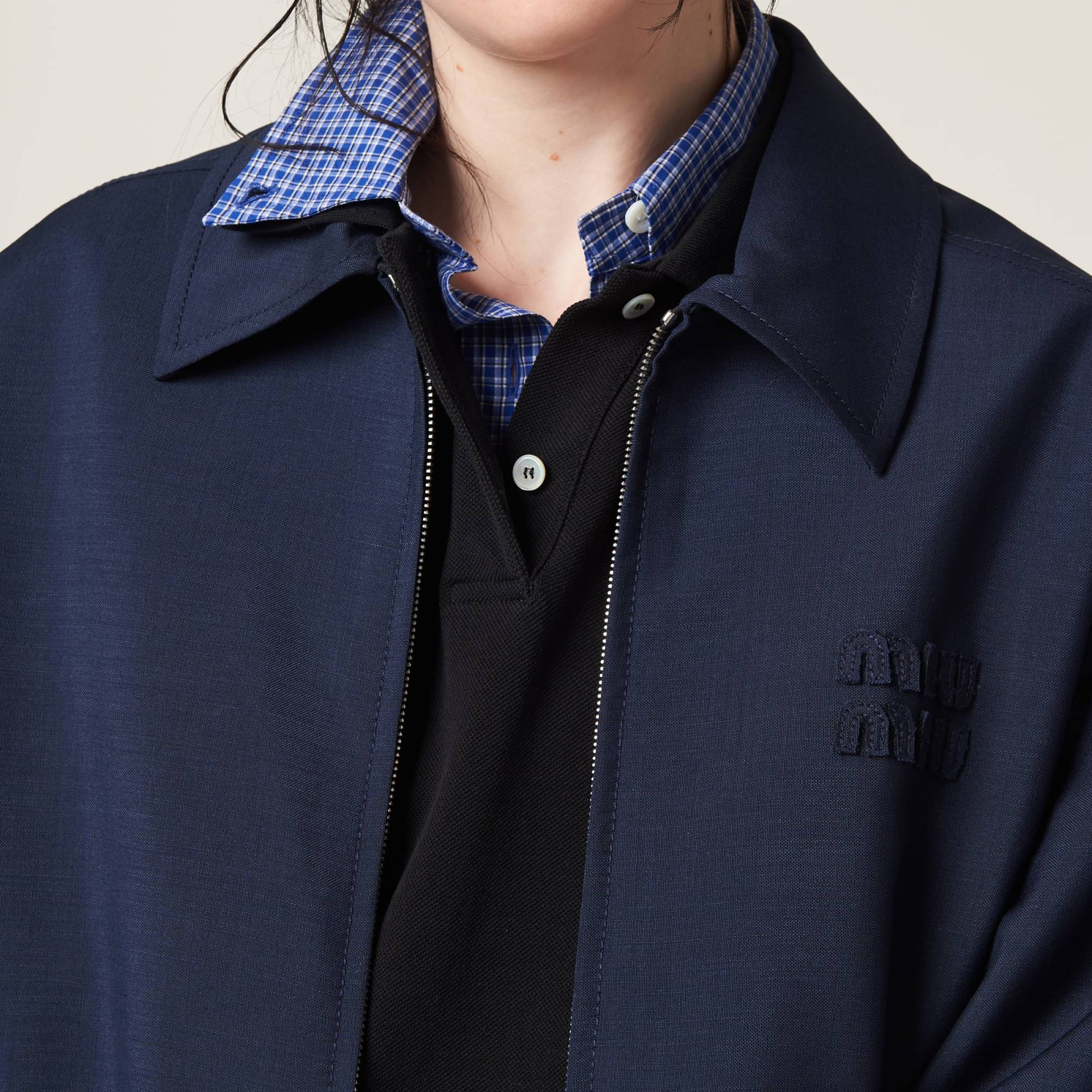 Miu Miu Mohair Blouson Jacket In Blue