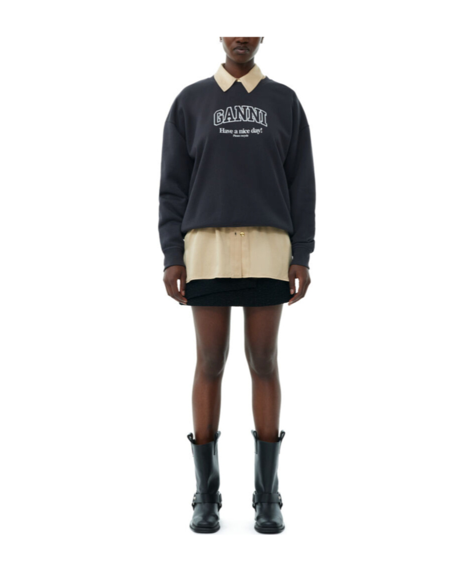 Ganni Dark Grey Isoli Oversized Sweatshirt