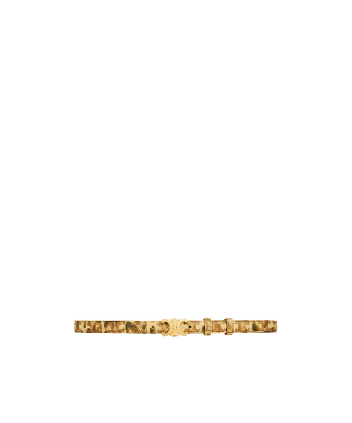 Celine Small Triomphe Belt In Triomphe Canvas With Leopard Print In Gold