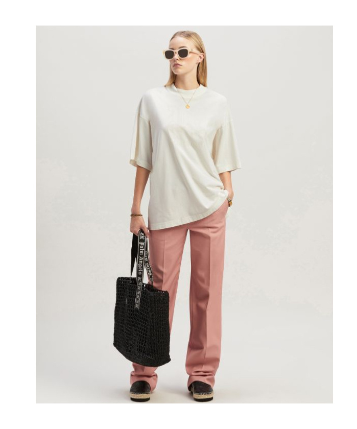 Palm Angels Monogram Embroidered Crewneck T-shirt In White
