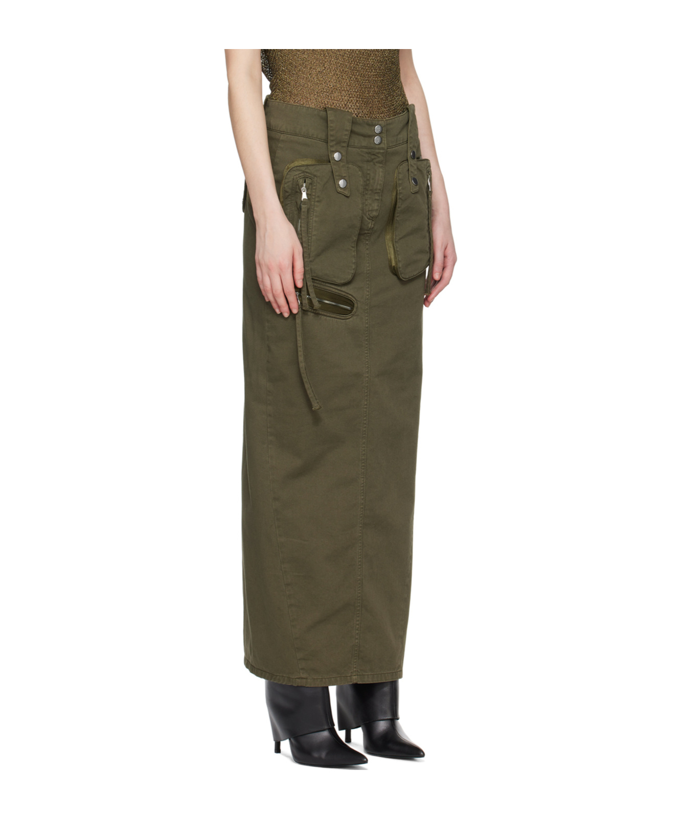 Blumarine Back Slit Skirt In Green