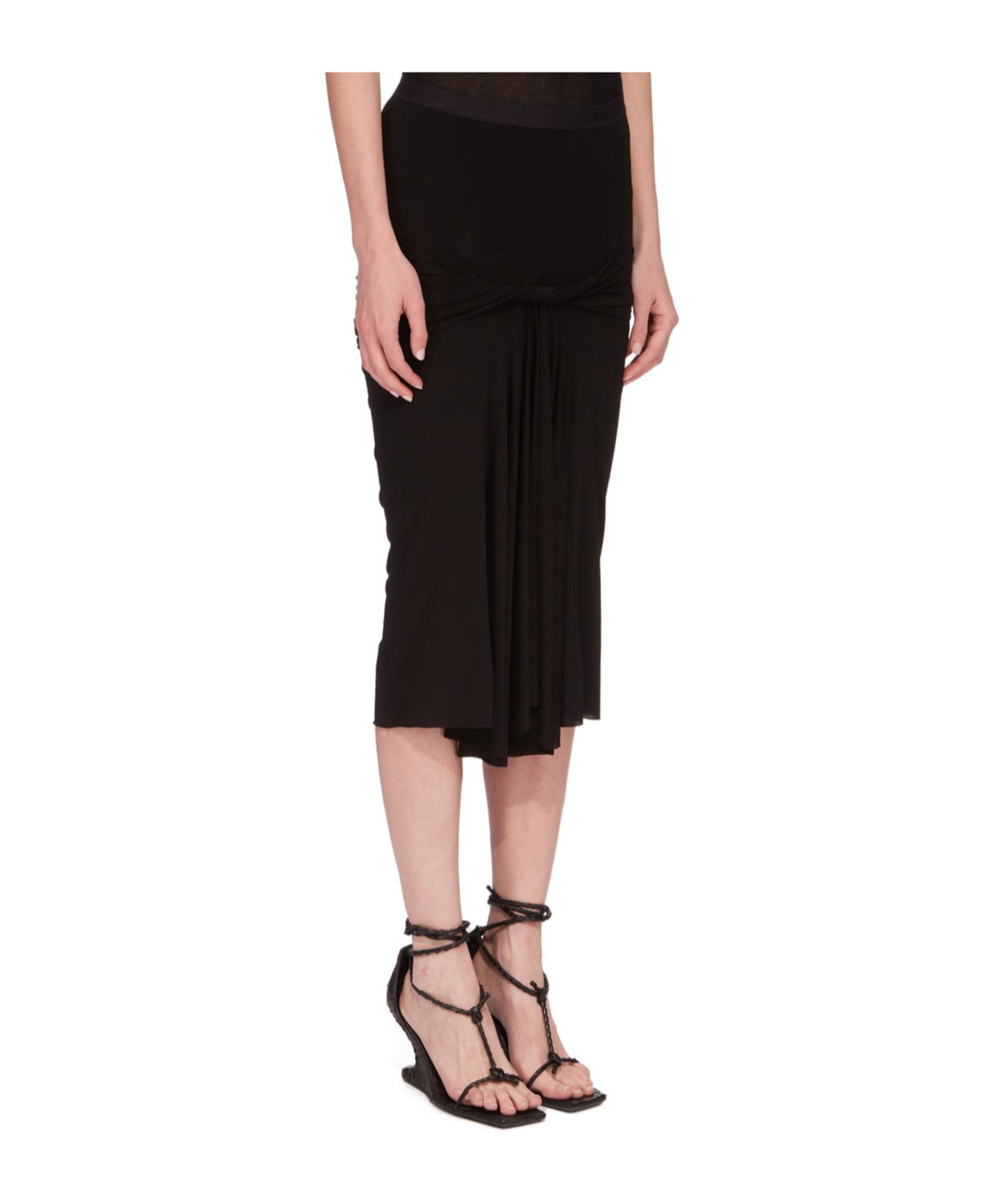 Rick Owens Twist-detailing Midi Skirt In Black
