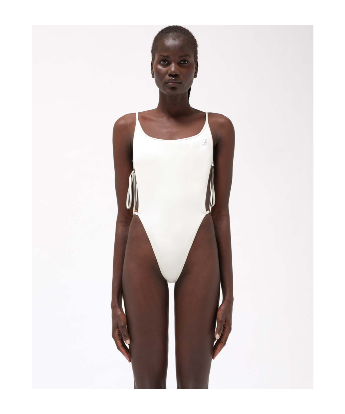 Blumarine Open Tie Side Swimsuit In White