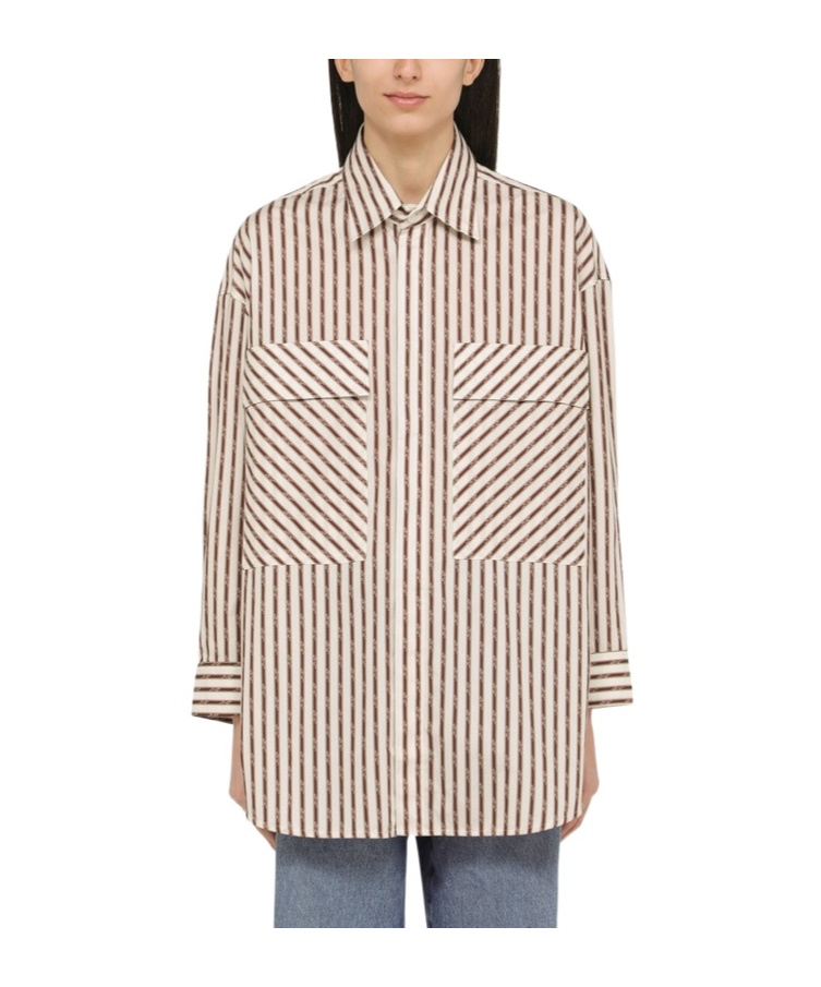 Amiri Logo Striped Double-pocket Workwear Shirt In White
