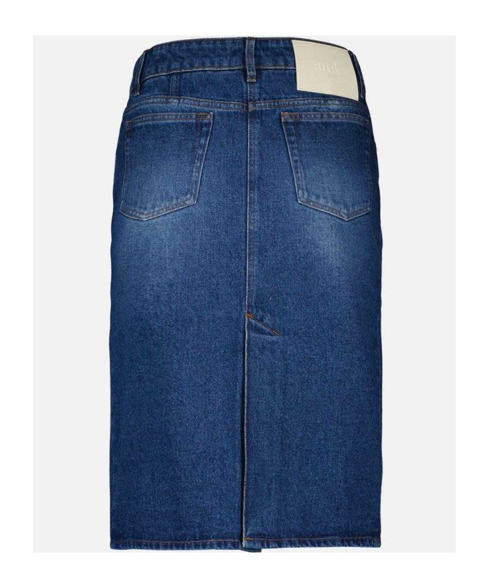 Ami Alexandre Mattiussi Ami Alexandre Matiussi Denim Midi Skirt In Seven In Blue