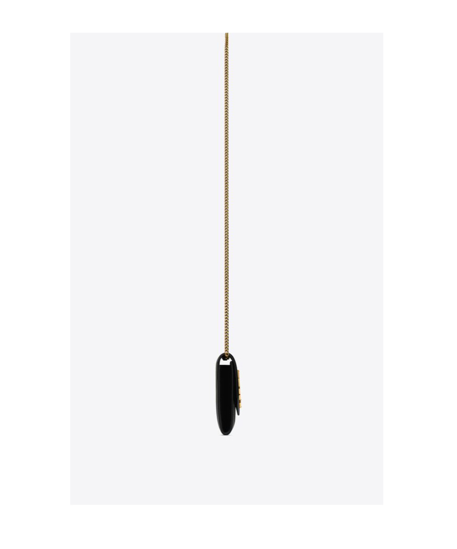 SAINT LAURENT UPTOWN CHAIN WALLET IN SHINY GRAINED LEATHER
