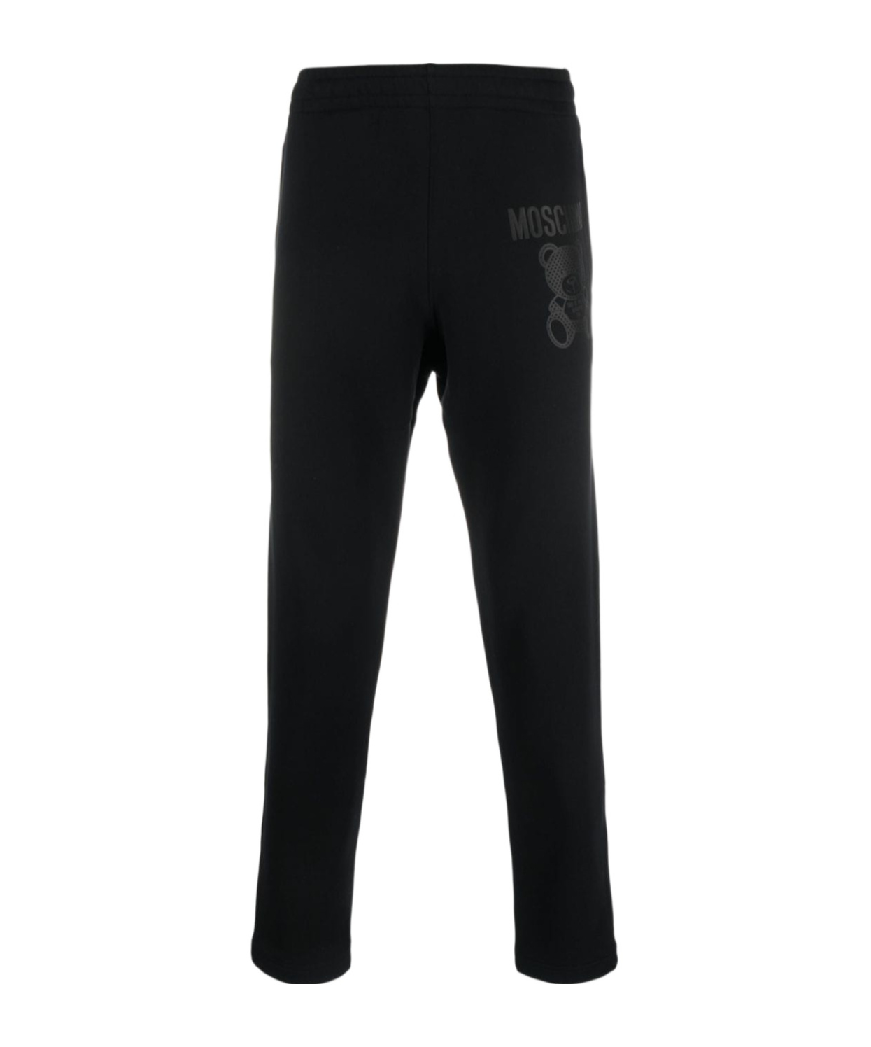 Moschino Elastic Waistband Tapered Leg Trousers In Black