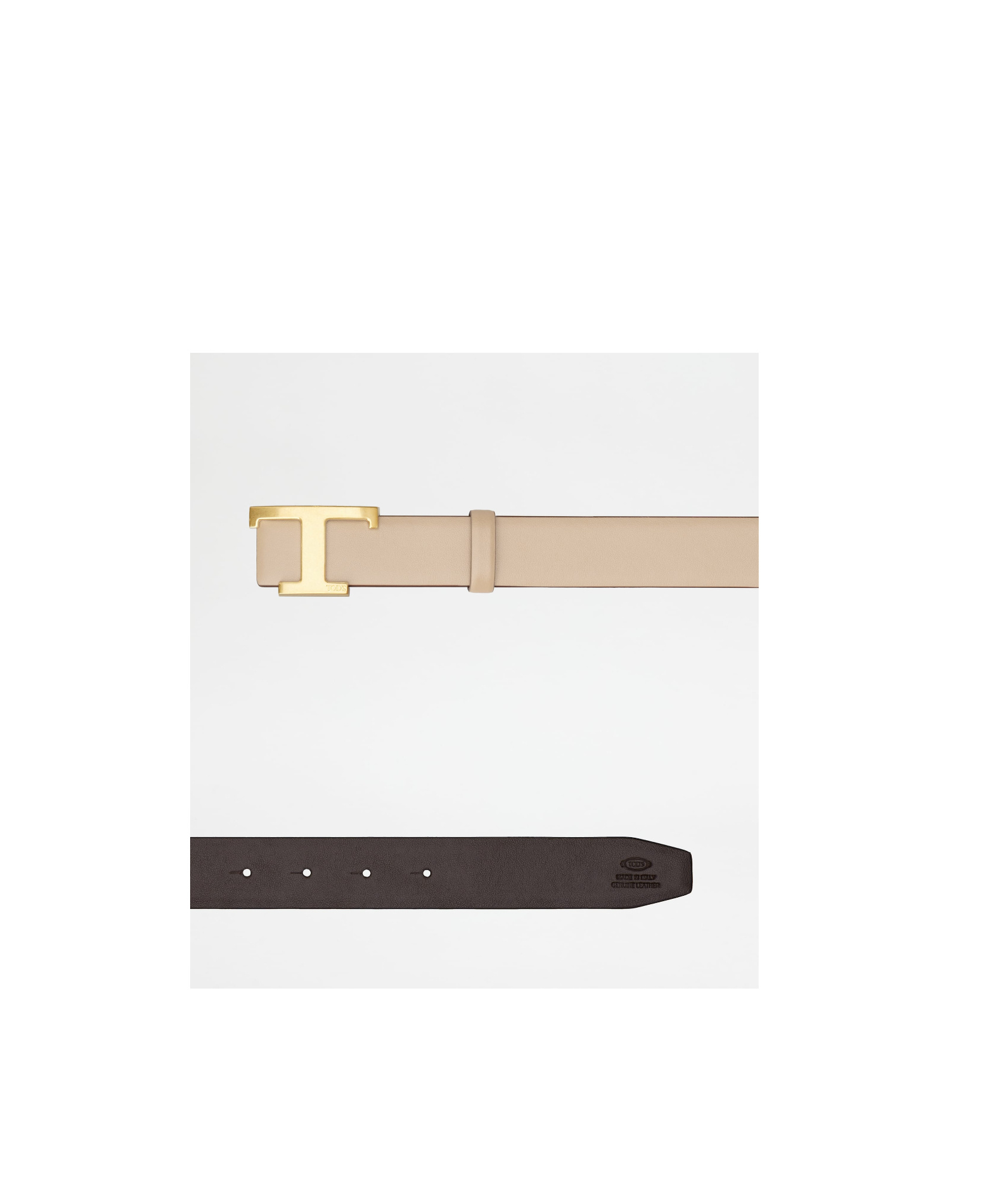 Tod's T Timless Reversible Leather Belt In Nude