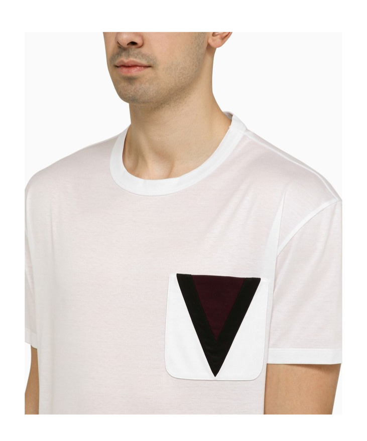 Shop Valentino Chest-pocket Cotton T-shirt In White