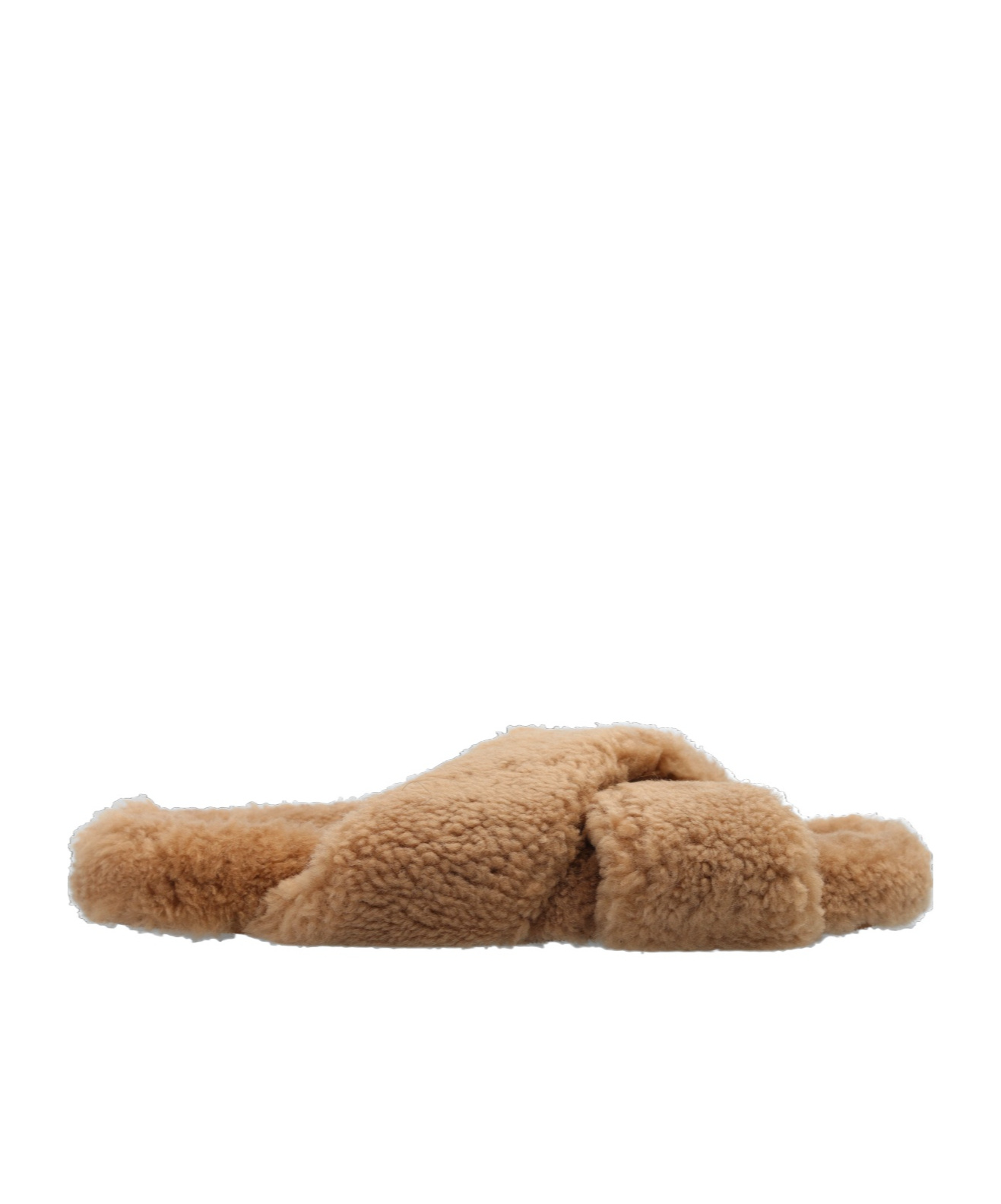 Yves Salomon Crossover-strap Faux-shearling Slippers In Brown