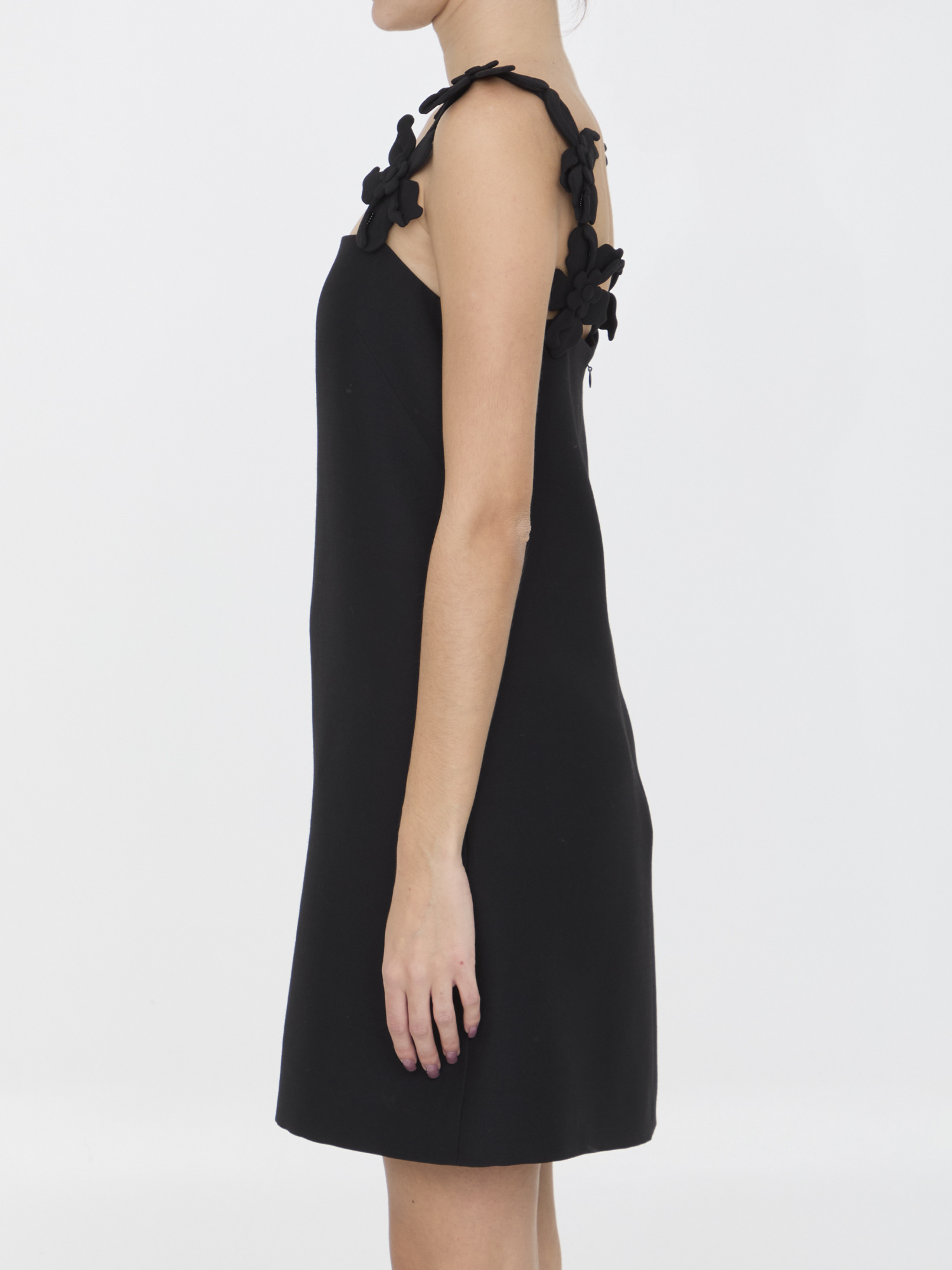 Valentino Crepe Couture Embroidered Minidress In Black