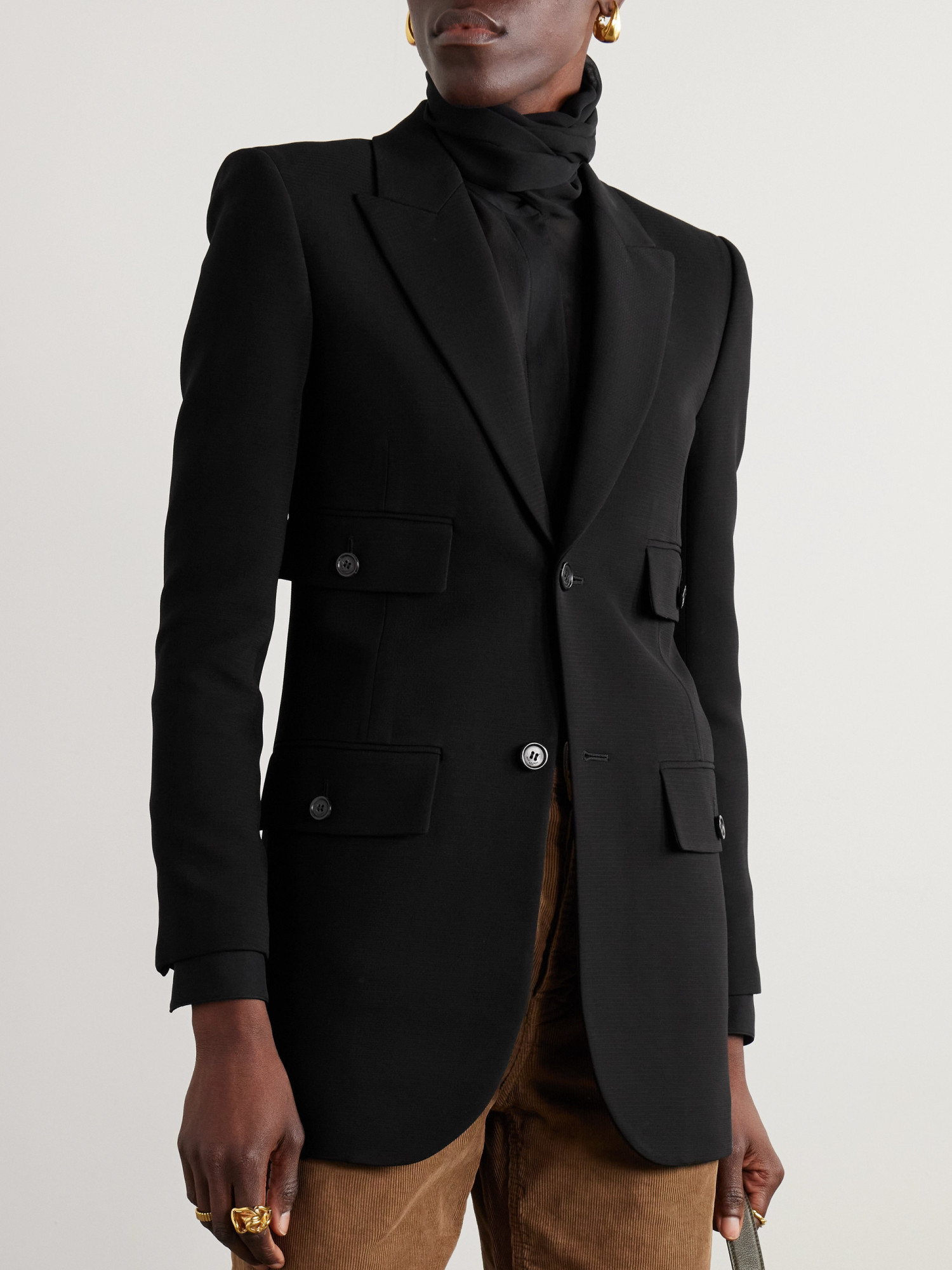Saint Laurent Single-breasted Long-sleeved Jacket In Black