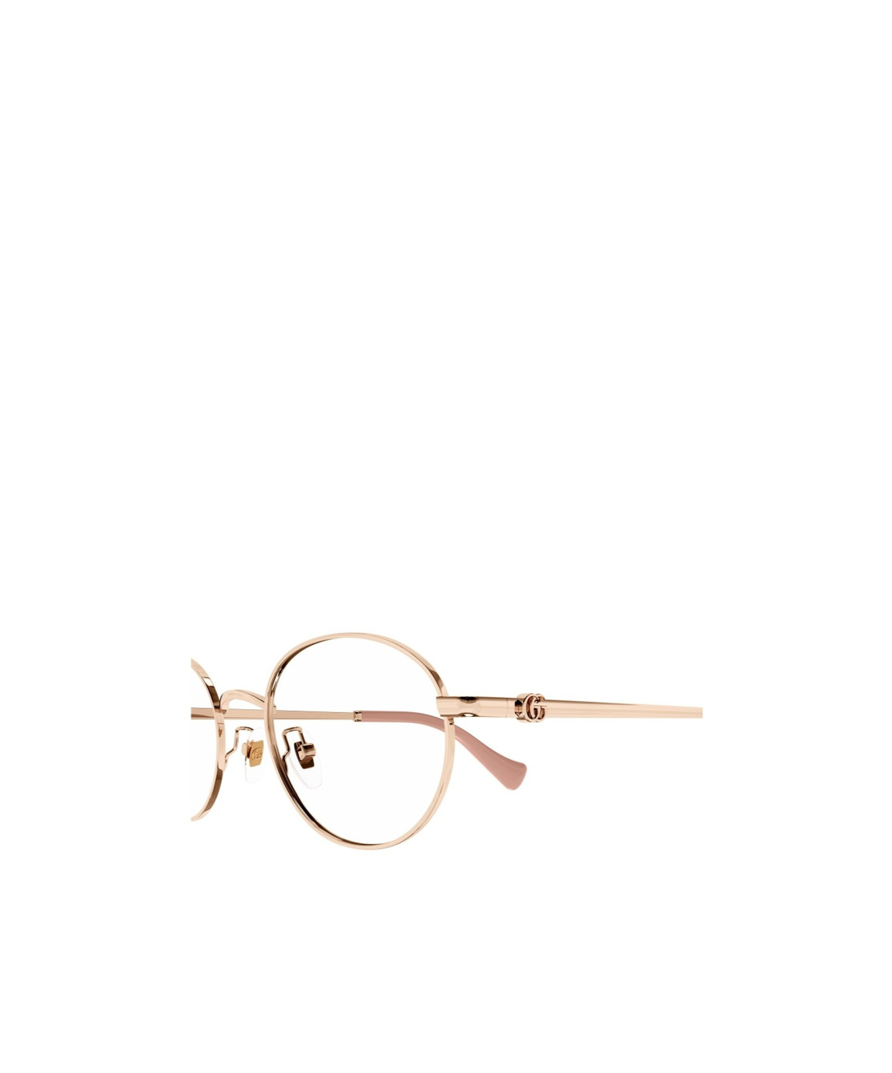 Gucci Double-g Round-frame Glasses In Nude