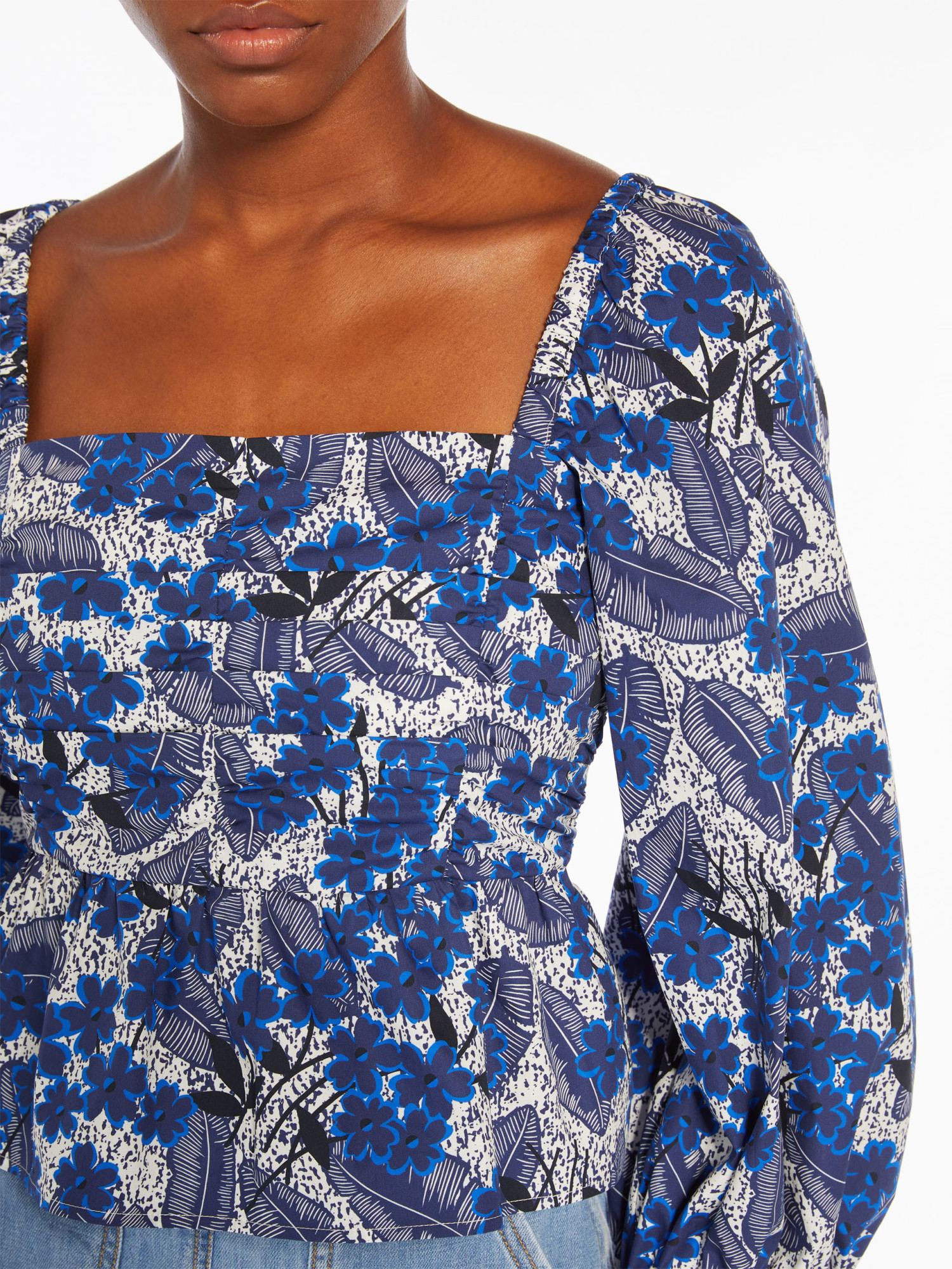 Weekend Max Mara Floral Printed Blouse In Blue