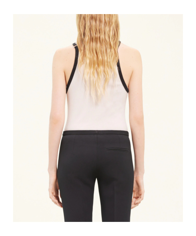 Courrèges Beige Cotton Buckle Tank Top With Contrast Trim In Nude